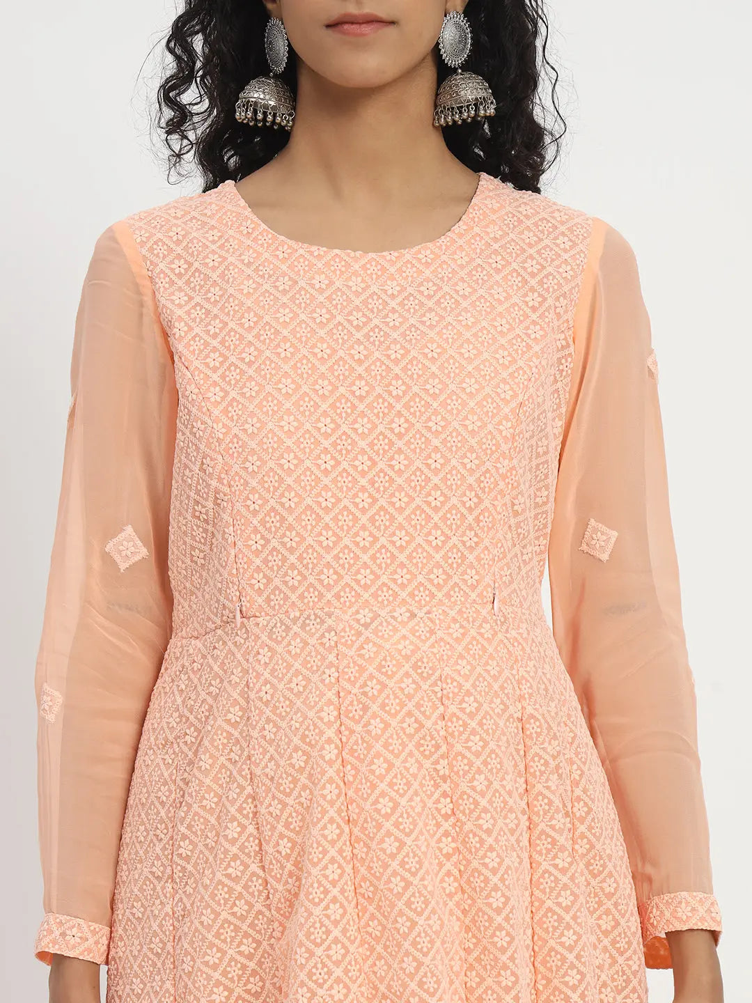 GEORGETTE CHIKANKARI ANARKALI SET WITH PANT AND DUPATTA FOR FEEDING AND MATERNITY PURPOSE mumzhug