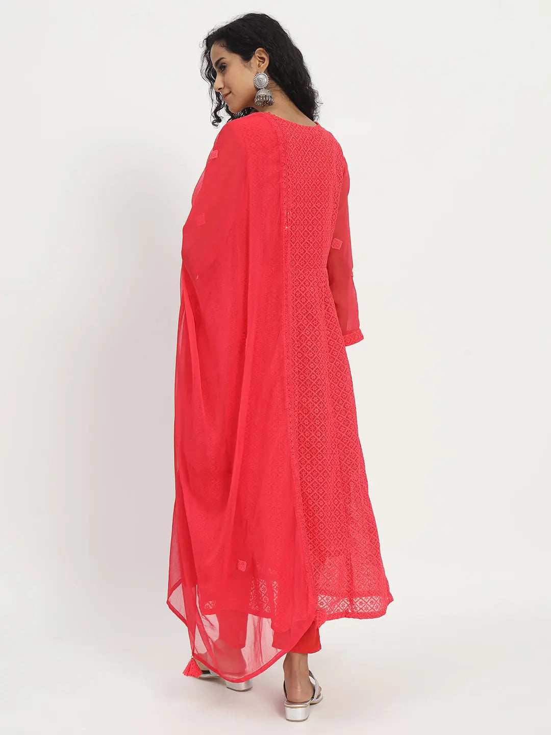 GEORGETTE CHIKANKARI ANARKALI SET WITH PANT AND DUPATTA FOR FEEDING AND MATERNITY PURPOSE mumzhug