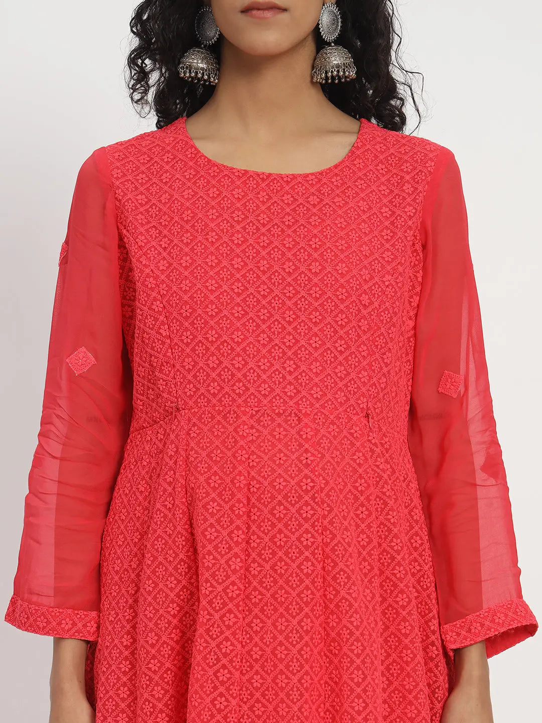 GEORGETTE CHIKANKARI ANARKALI SET WITH PANT AND DUPATTA FOR FEEDING AND MATERNITY PURPOSE mumzhug