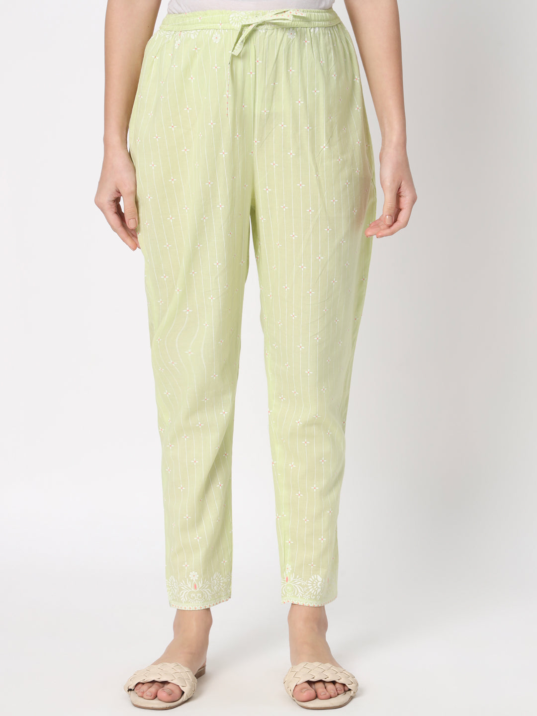 Pista colored cotton embroidered kurta pant and dupatta set with feeding zippers