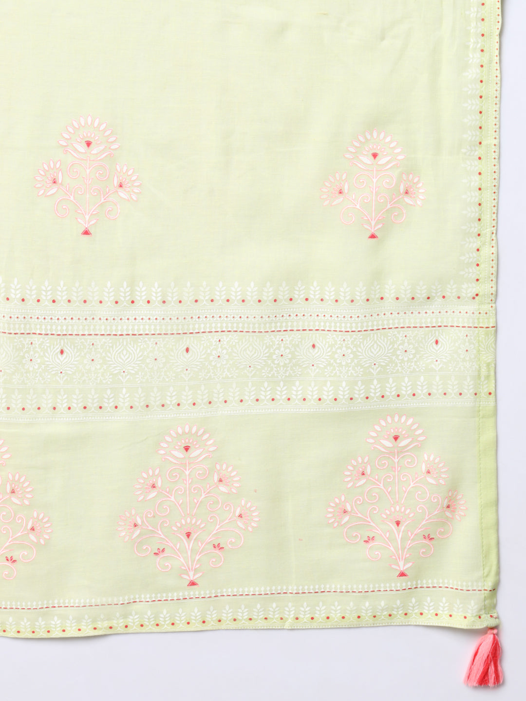 Pista colored cotton embroidered kurta pant and dupatta set with feeding zippers