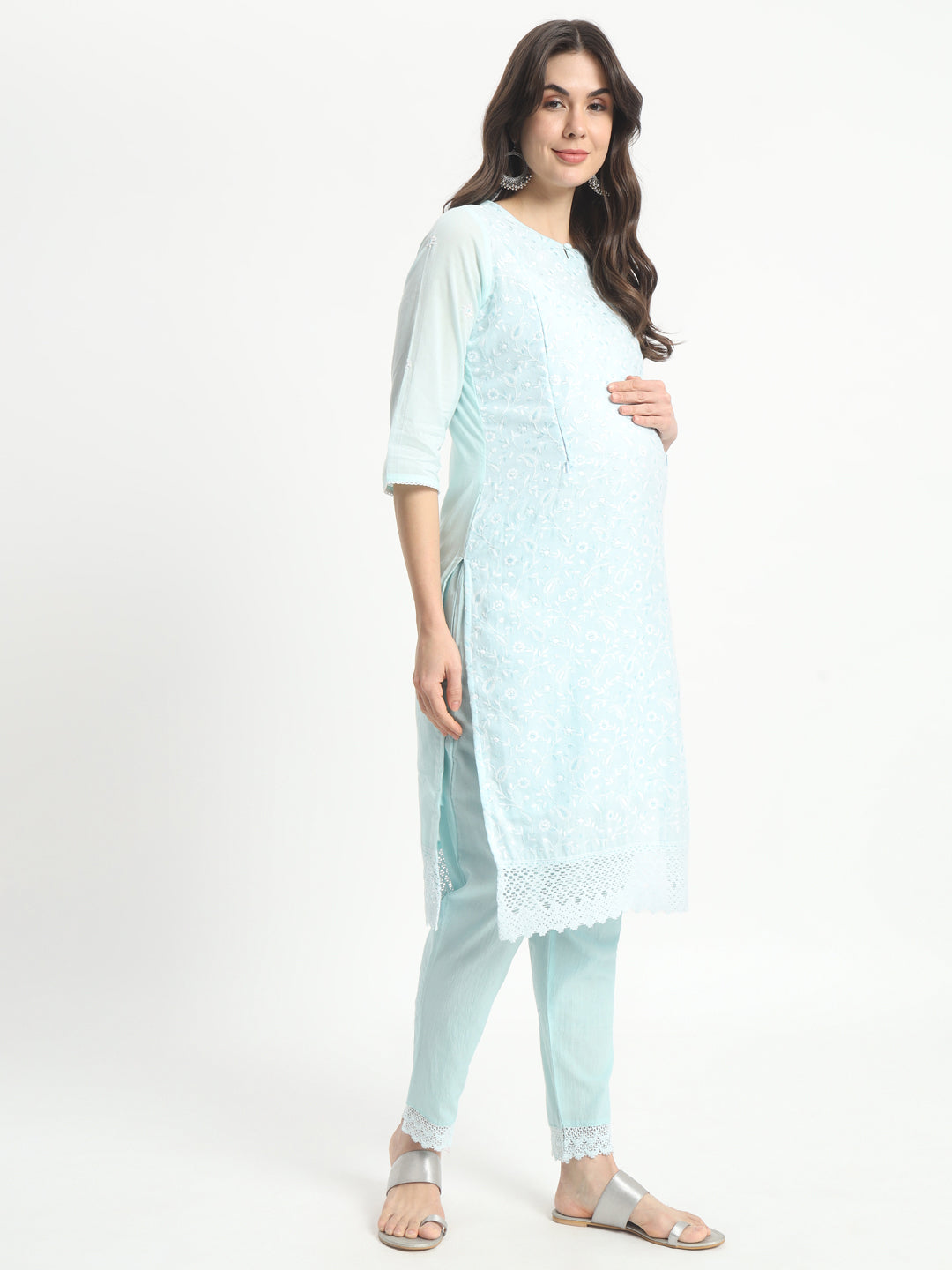 Pure Cotton Embroidered Feeding Kurta only