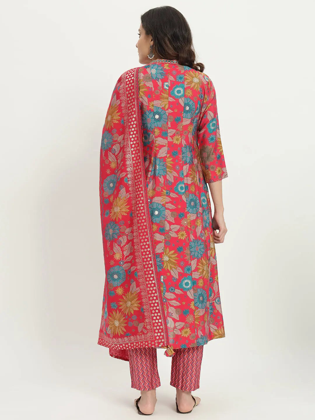 MASLIN FLAIRED EMBROIDED ANARKALI WITH PANT AND DUPATTA FOR MATERNITY AMD FEEDING PURPOSE mumzhug