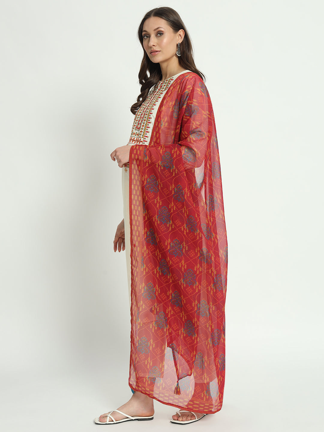 Pure Cotton Embroidered Kurta Pant and Dupatta Set for Feeding and Maternity Purpose