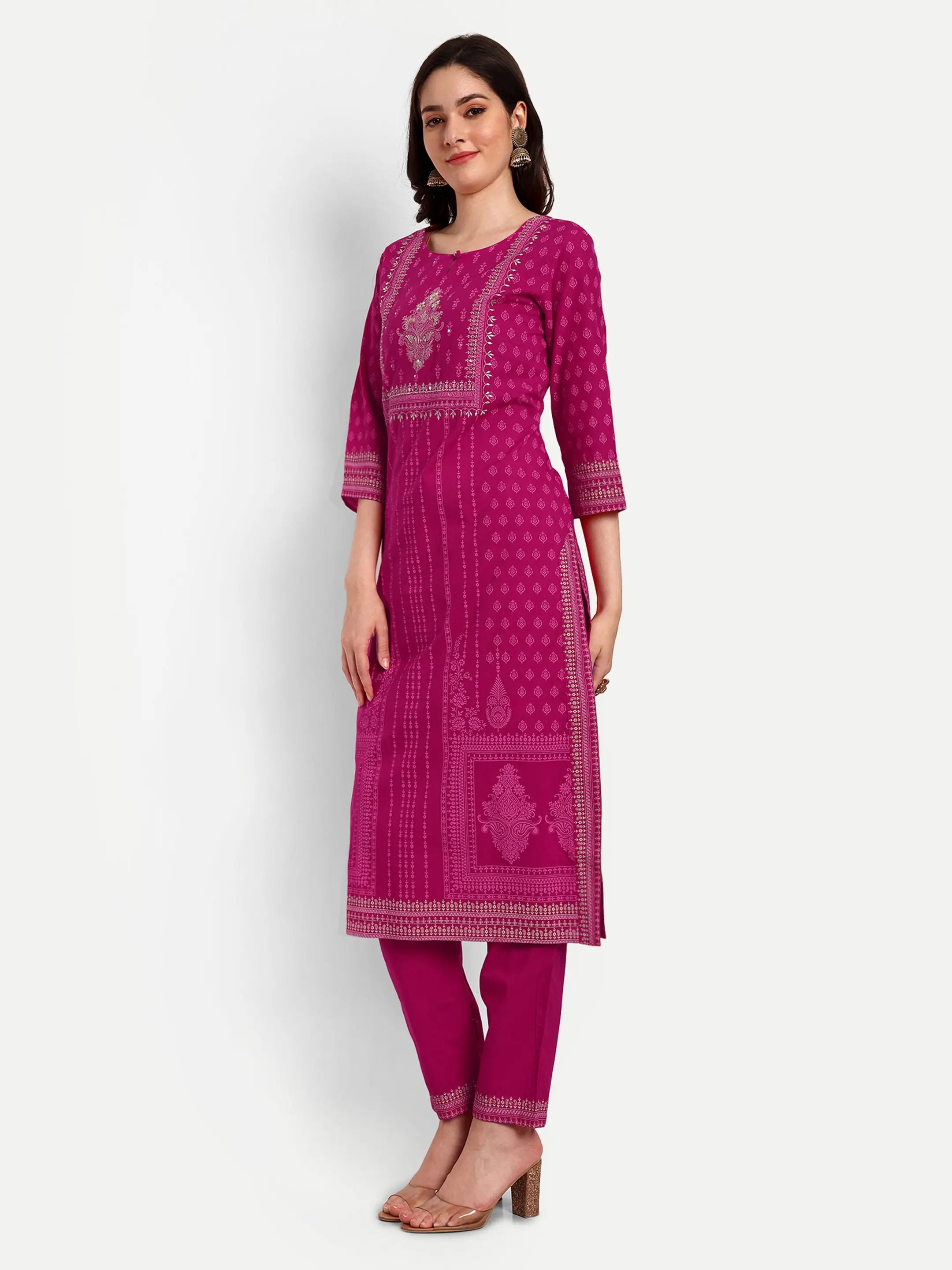 PURE COTTON EMBROIDED WOMEN'S KURTA PANT AND DUPATTA SET Kavita Gupta