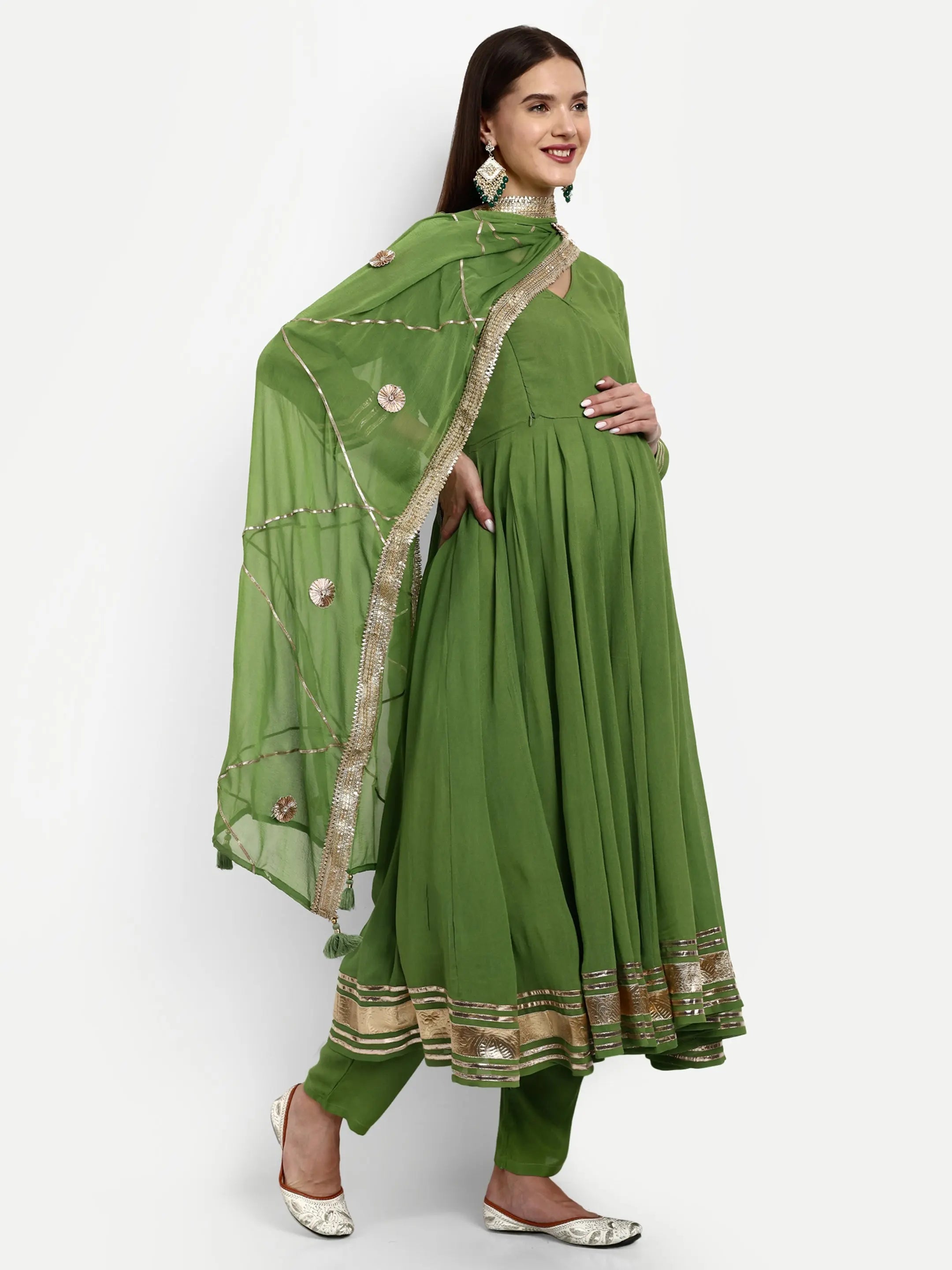 mumzhug Gotta Patti Empire Anarkali Kurta With Trousers Dupatta mumzhug