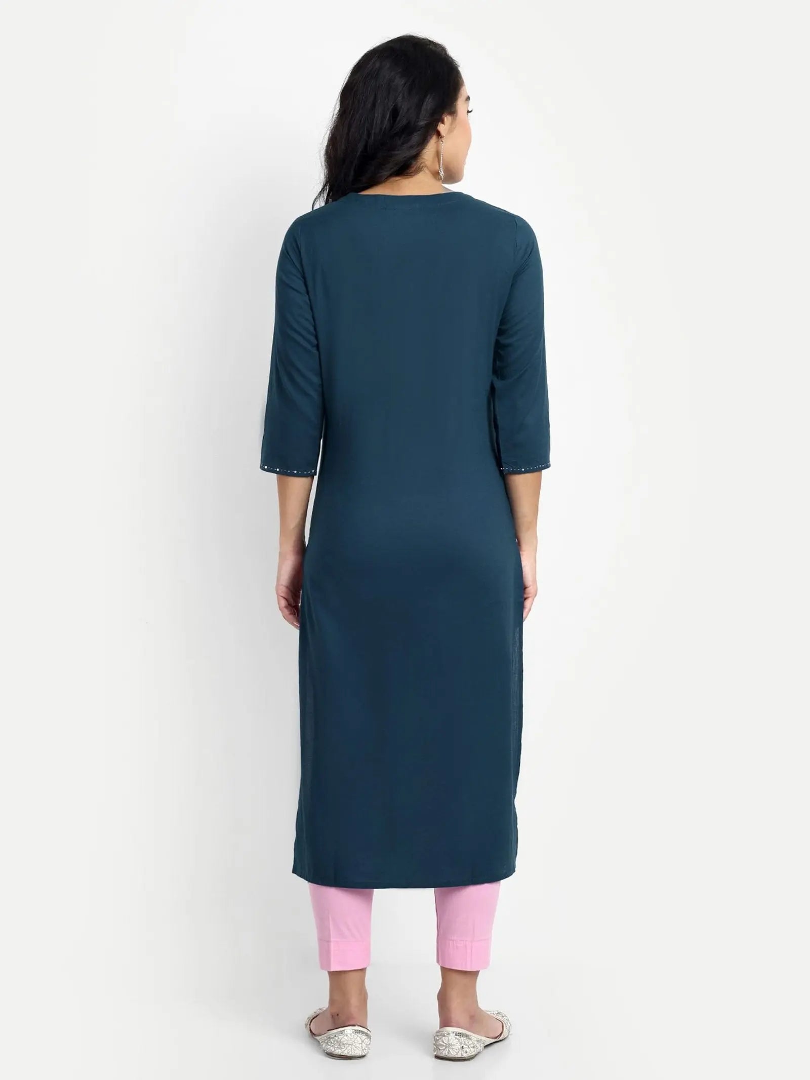 NAVY BLUE COLOUR COTTON STRAIGHT KURTA FEEDING OR NURSING KURTA WITH EMBROIDERY mumzhug