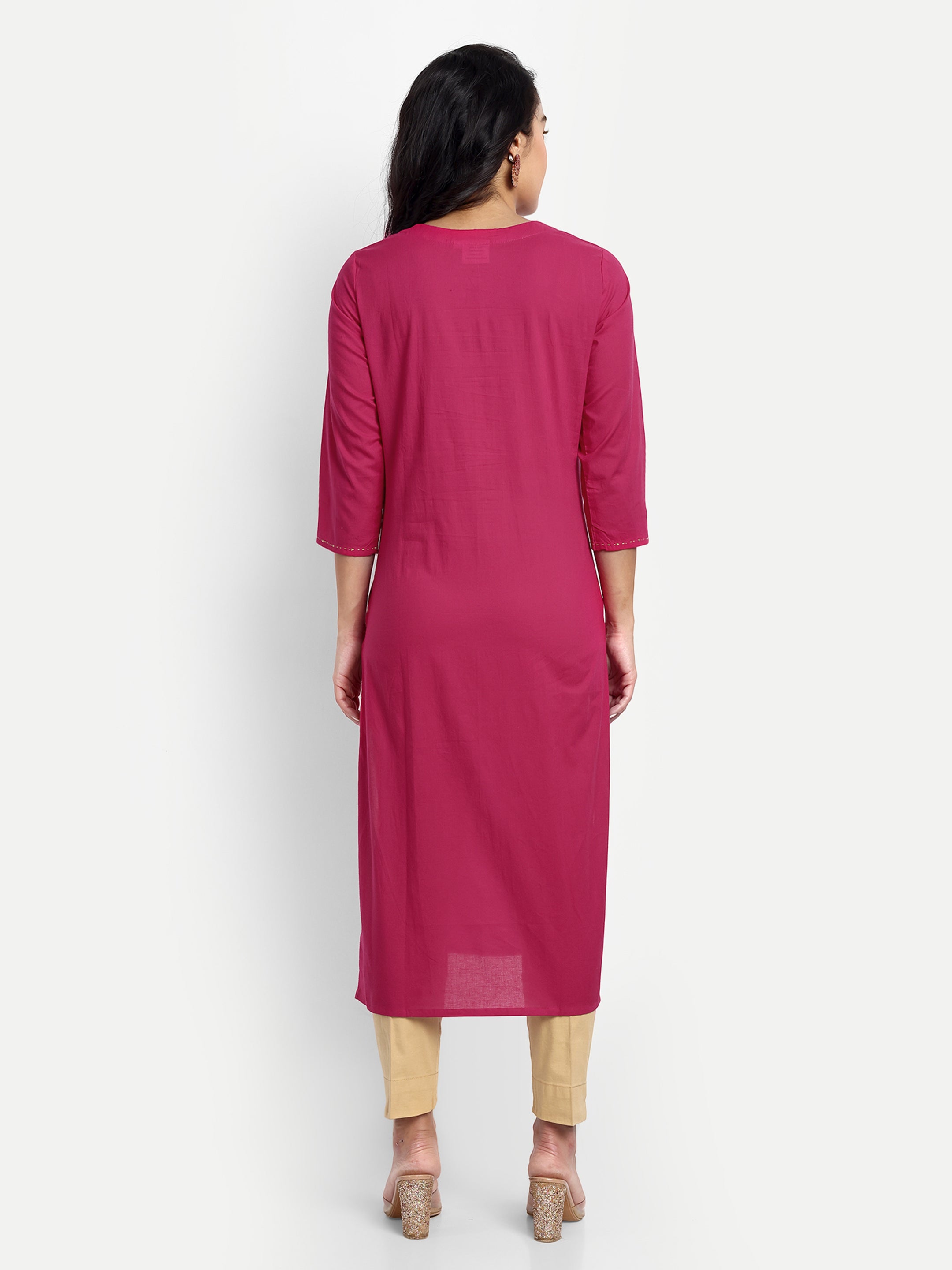 Fuchsia Pure Cotton Feeding Kurta