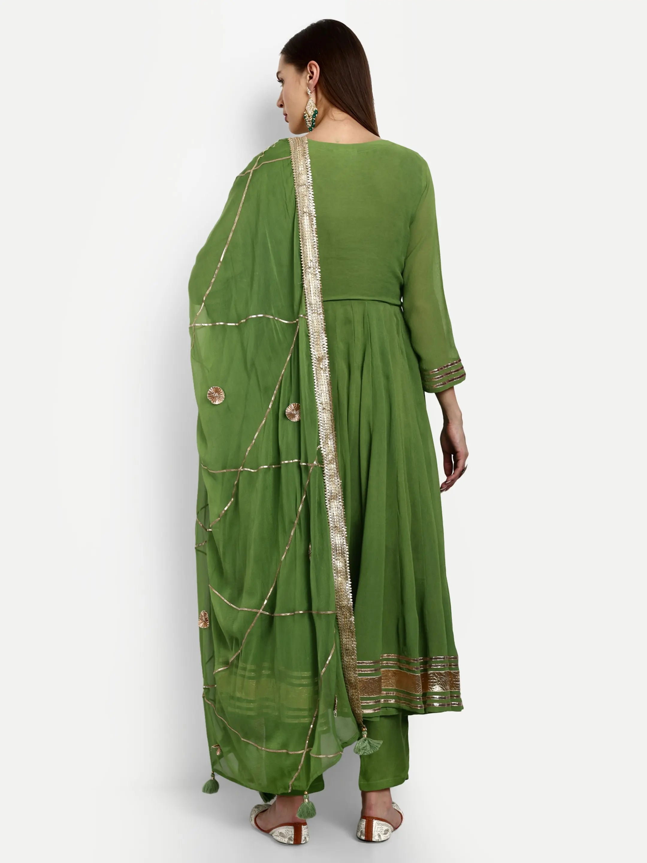 mumzhug Gotta Patti Empire Anarkali Kurta With Trousers Dupatta mumzhug