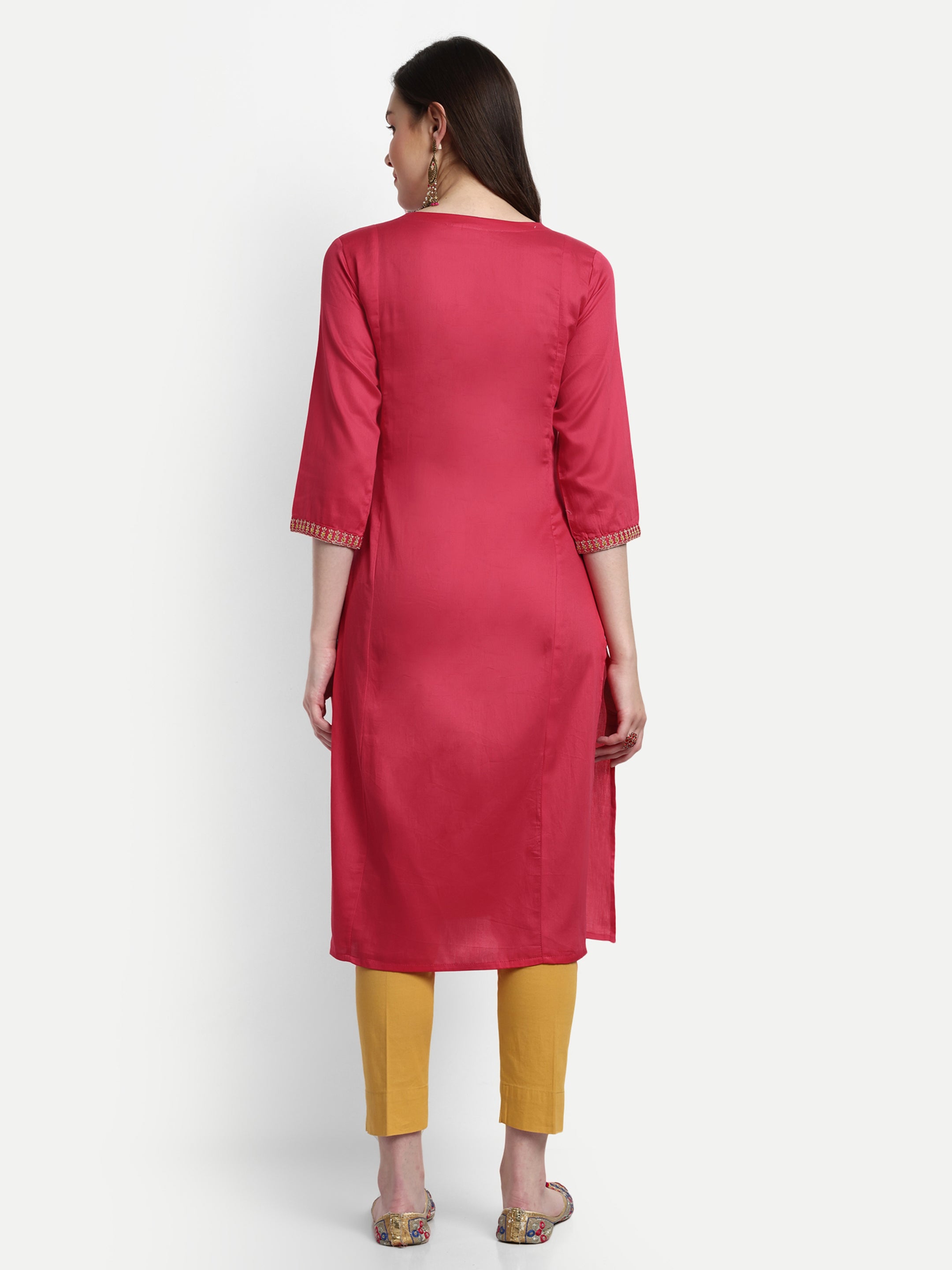 Coral Cotton Silk Feeding Kurta