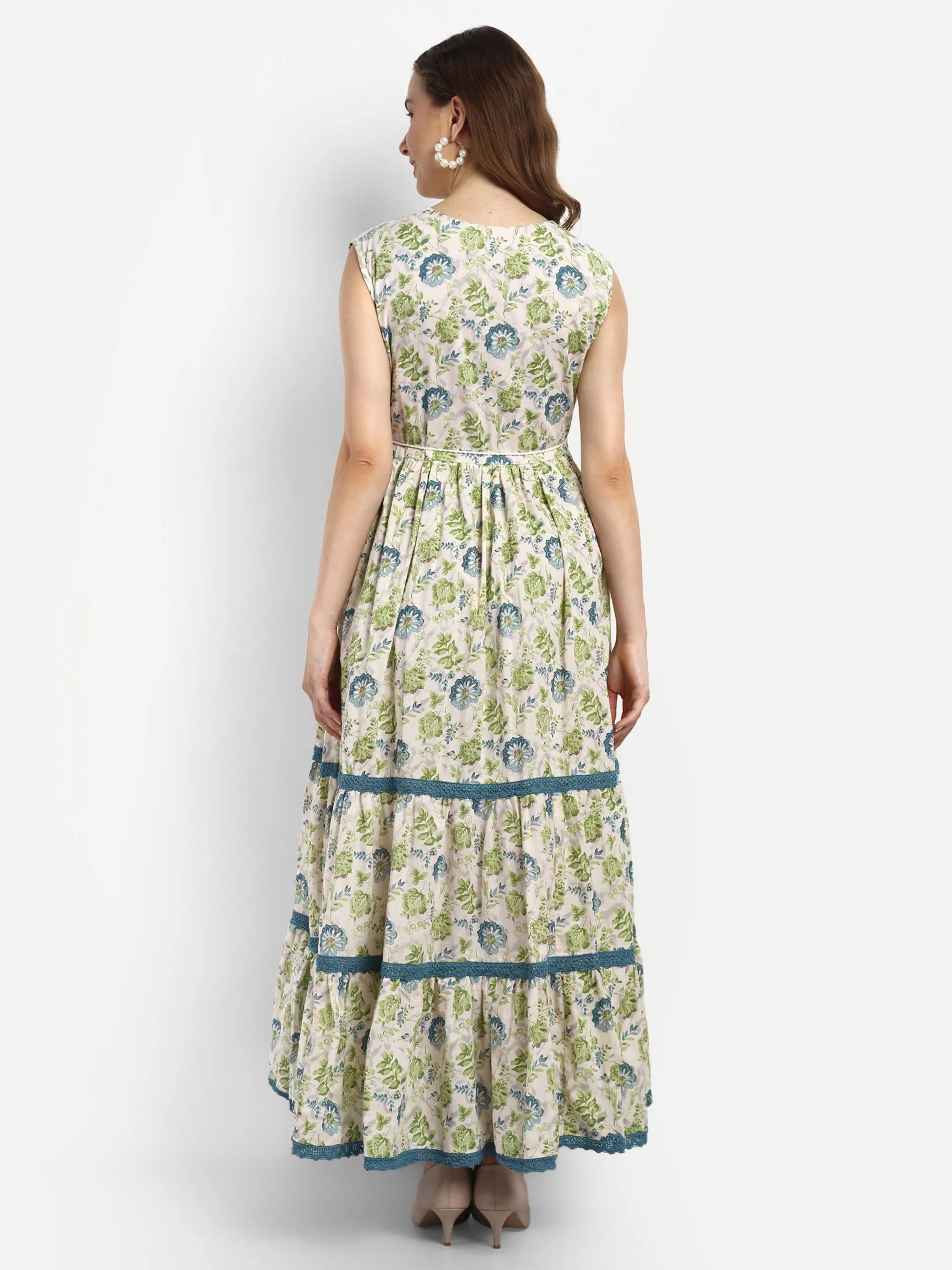 COTTON PRINTED FLAIRED GOWN FOR FEEDING AND MATERNITY PURPOSE mumzhug Maternity Gown