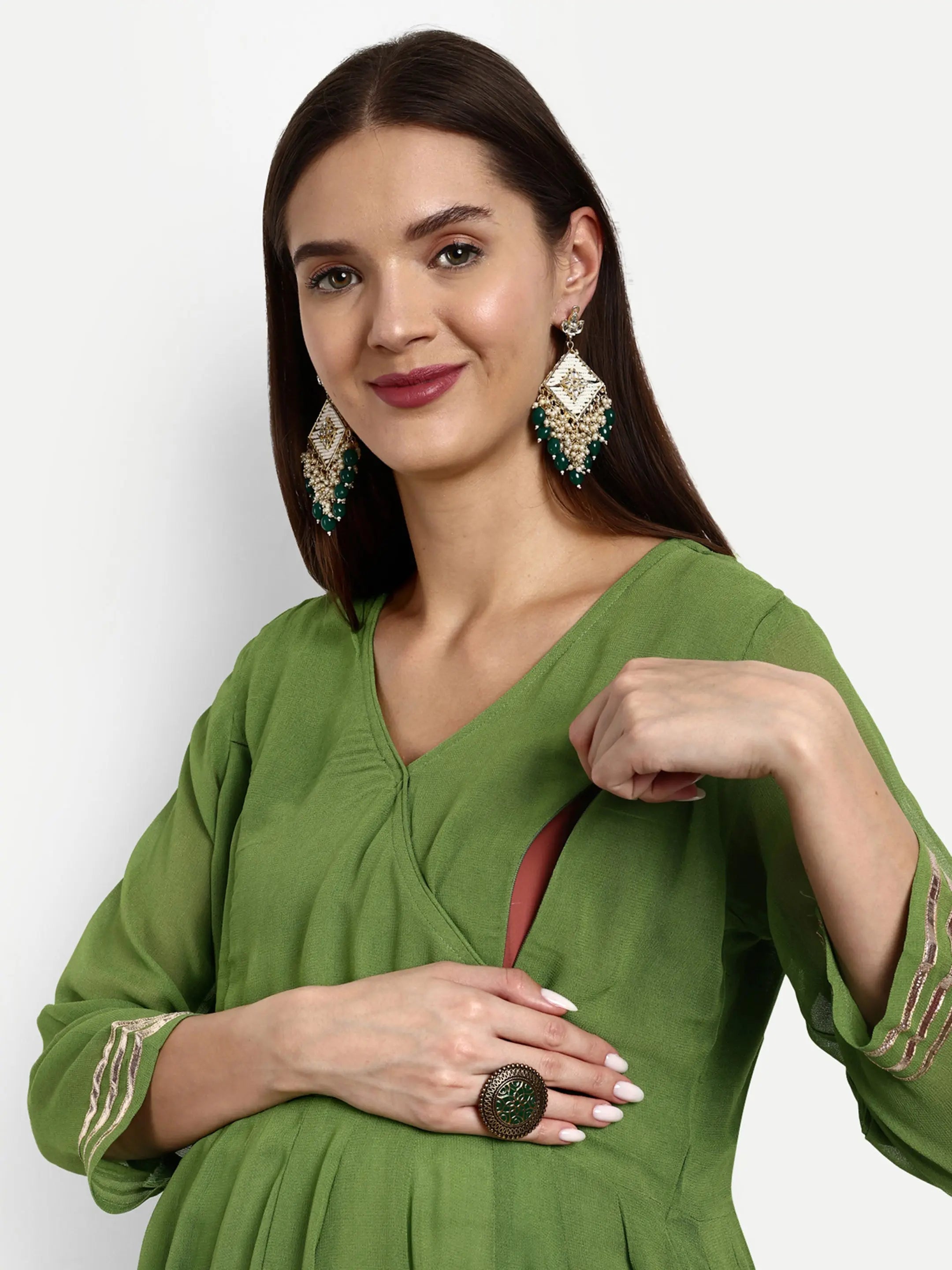mumzhug Gotta Patti Empire Anarkali Kurta With Trousers Dupatta mumzhug