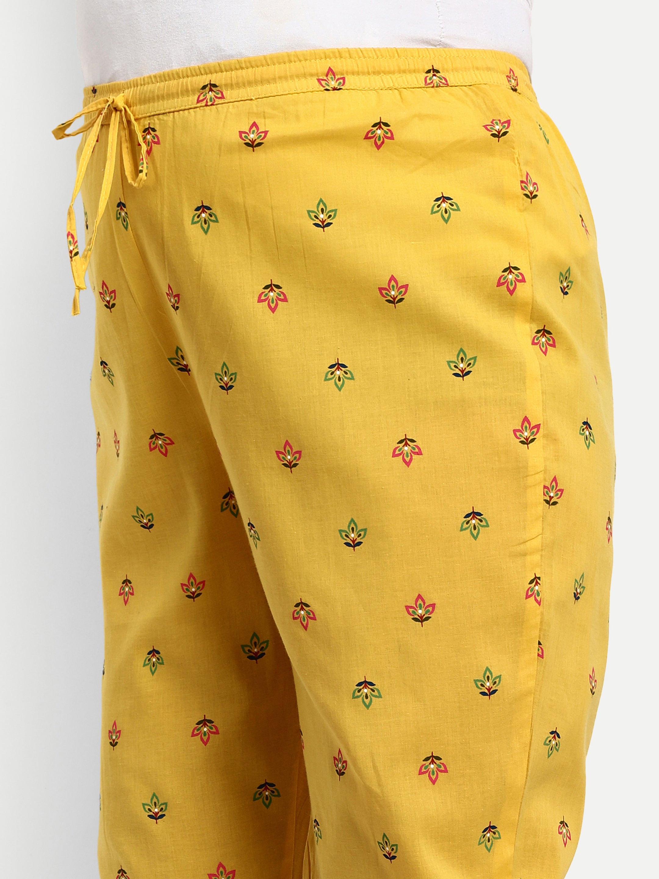 Yellow Pure Cotton Schiffli Embroidered Kurta Pant and Dupatta Set for Feeding and Maternity Purpose