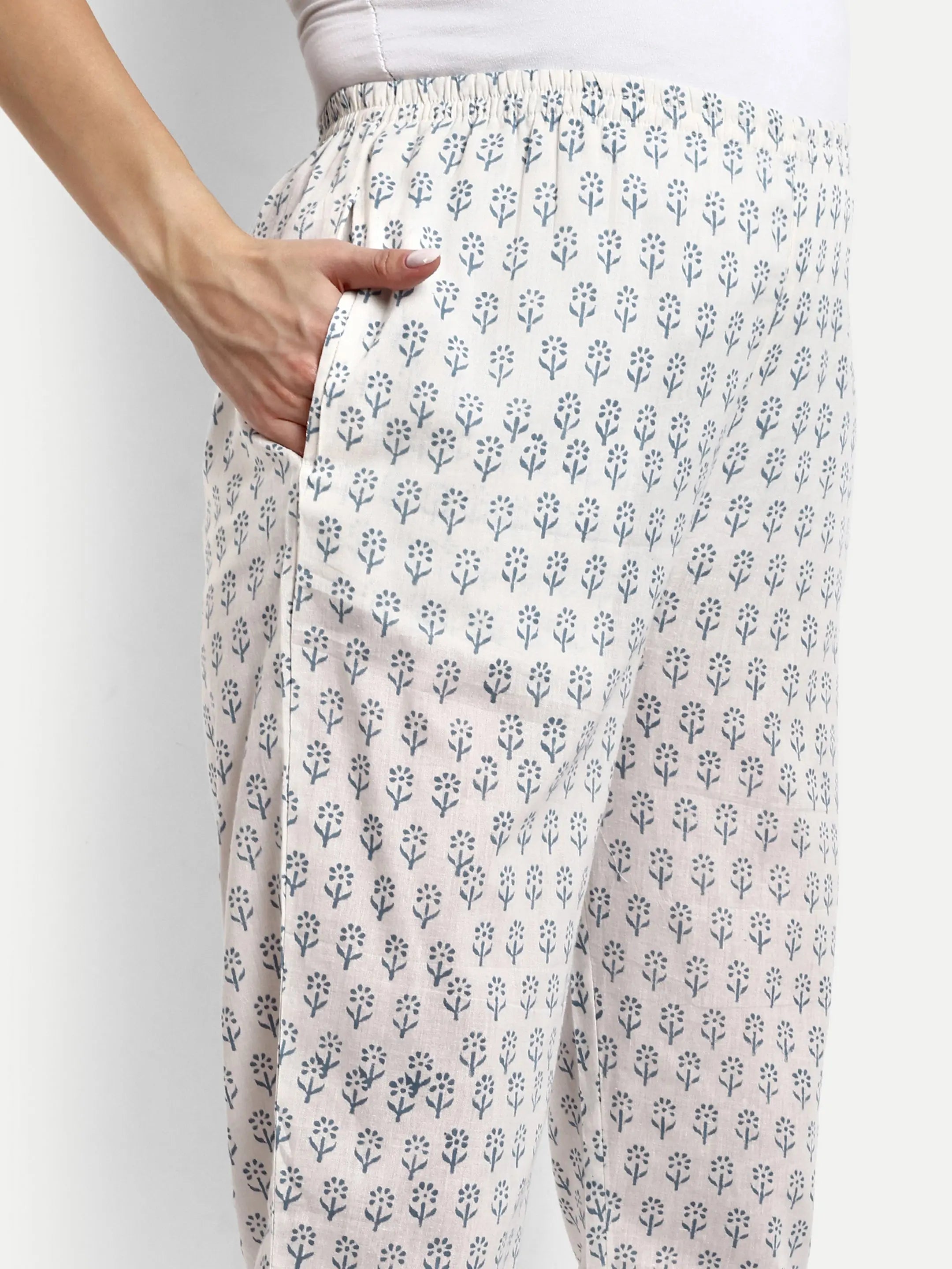 Cotton Hand Block Print Embroided Kurta Pant And Dupatta For Feeding And Maternity mumzhug