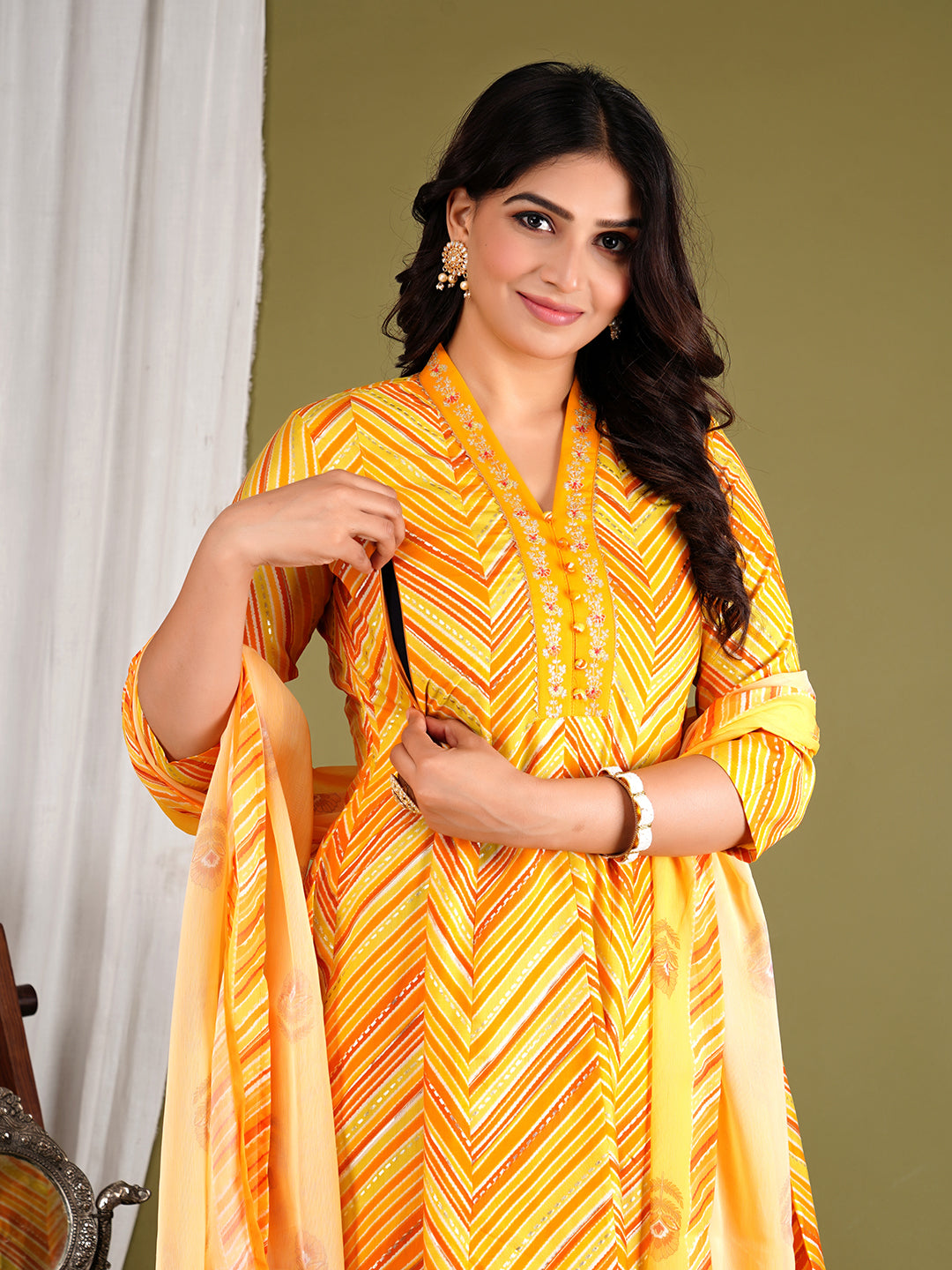 Cotton Maslin Embroidered Umbrella Flaired Kurta With Dhoti And Dupatta For Feeding And Maternity Purpose