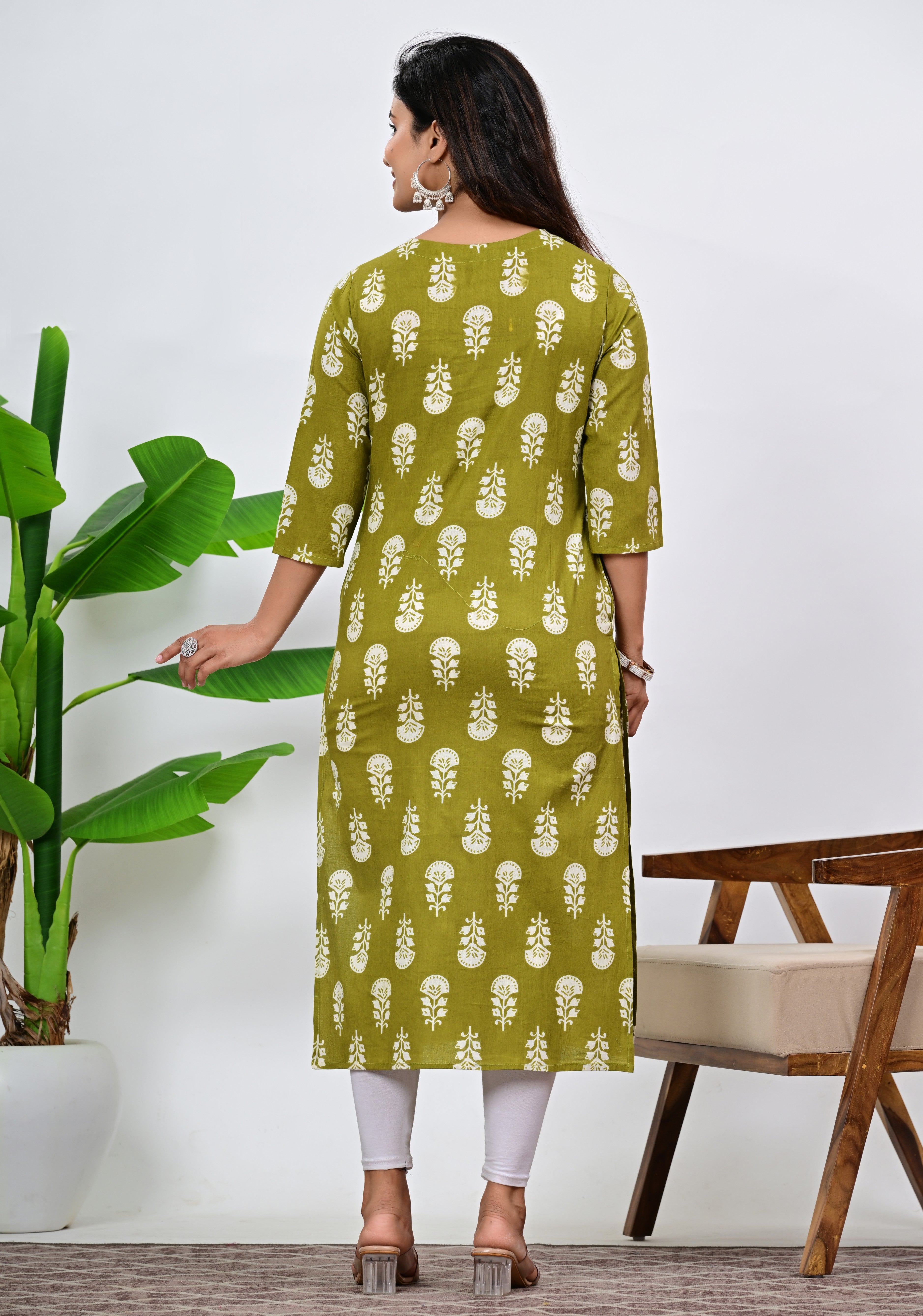 Mumzhug Green Color Pure Cotton Feeding Kurta
