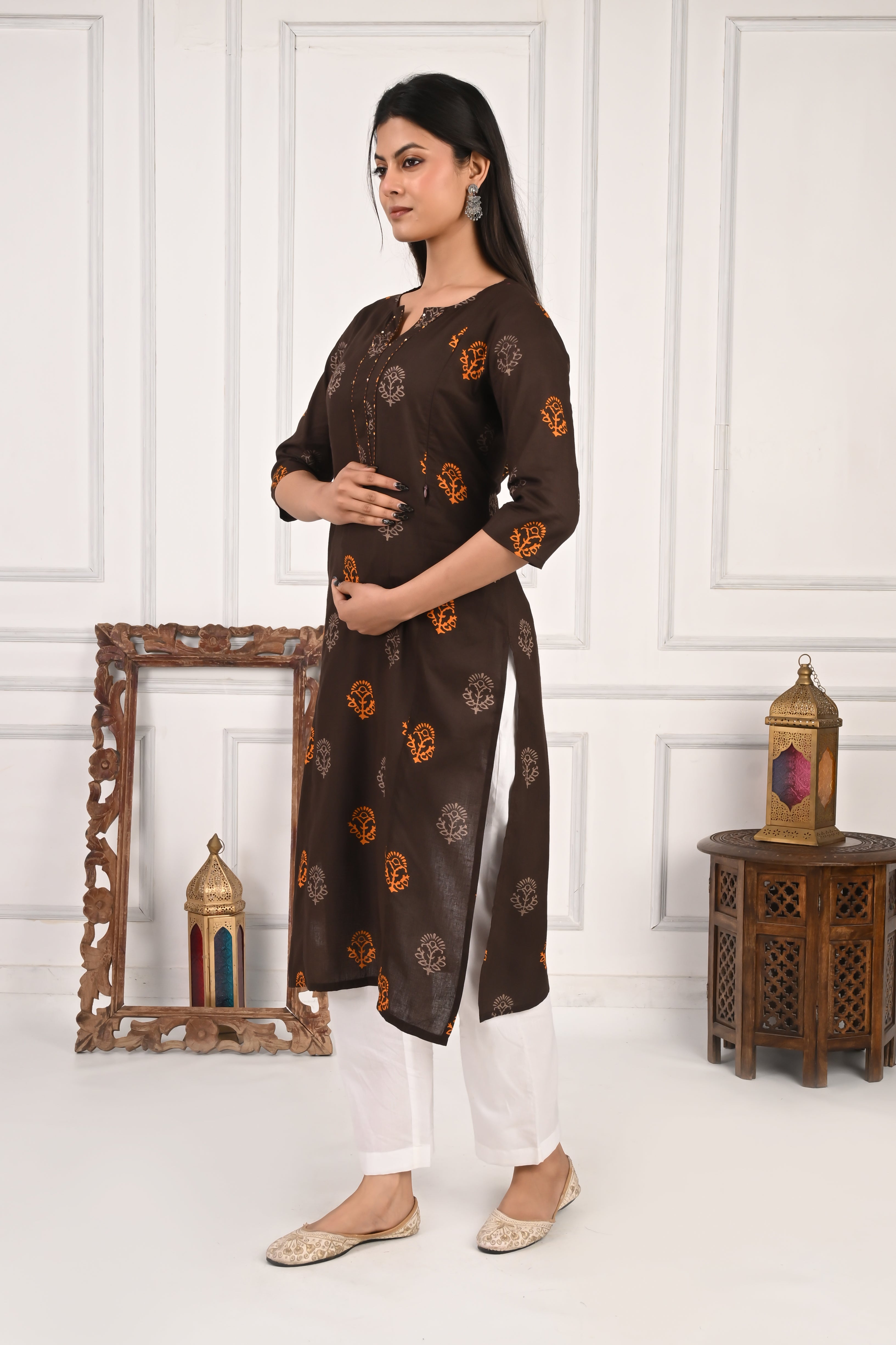 Mumzhug Pure Cotton Jaipuri Print Feeding Kurta
