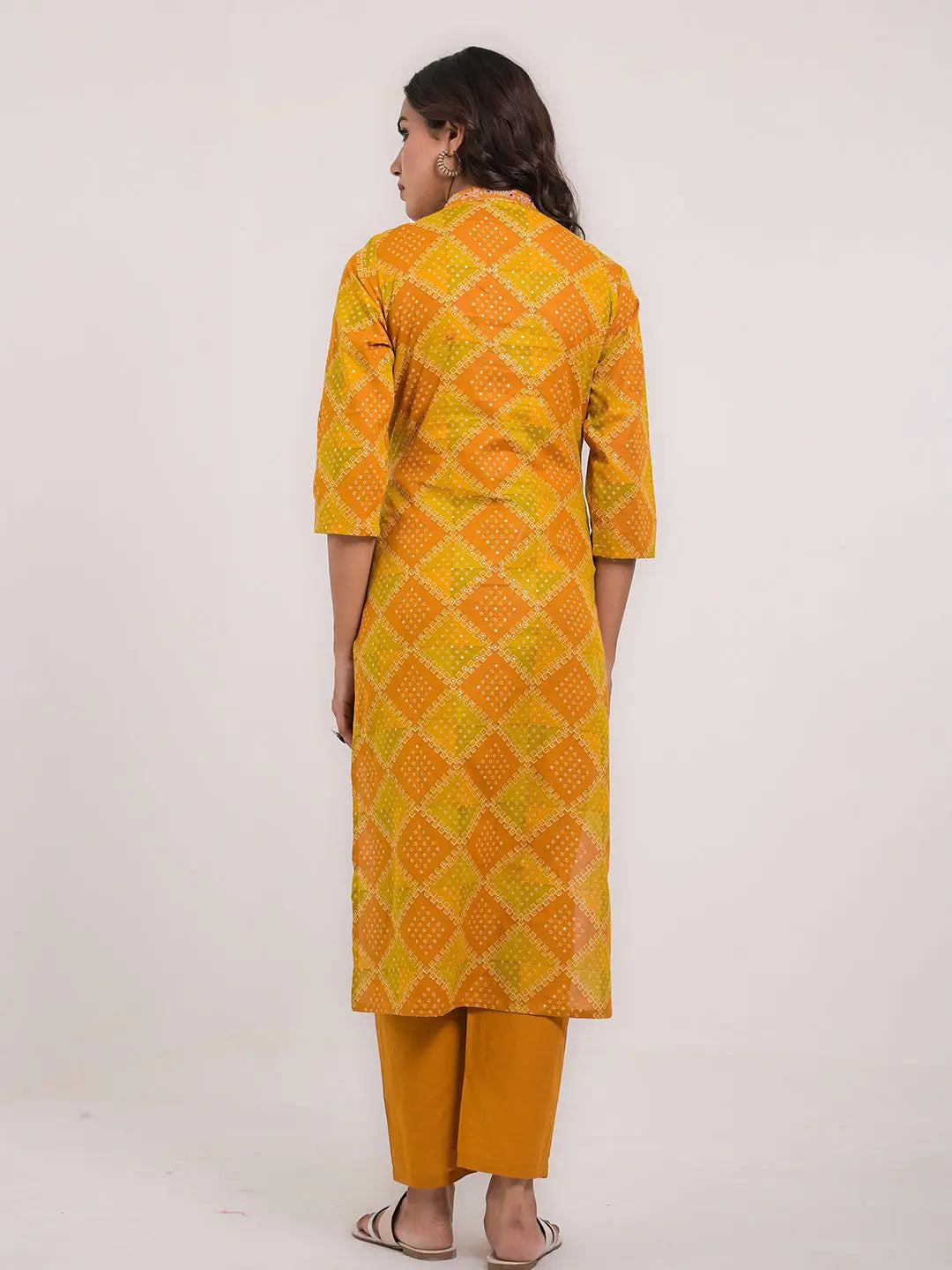 MUMZHUG MUSTARD COLORED BANDHEJ PRINT COTTON FEEDING AND MATERNITY KURTA PANT AND DUPATTA mumzhug