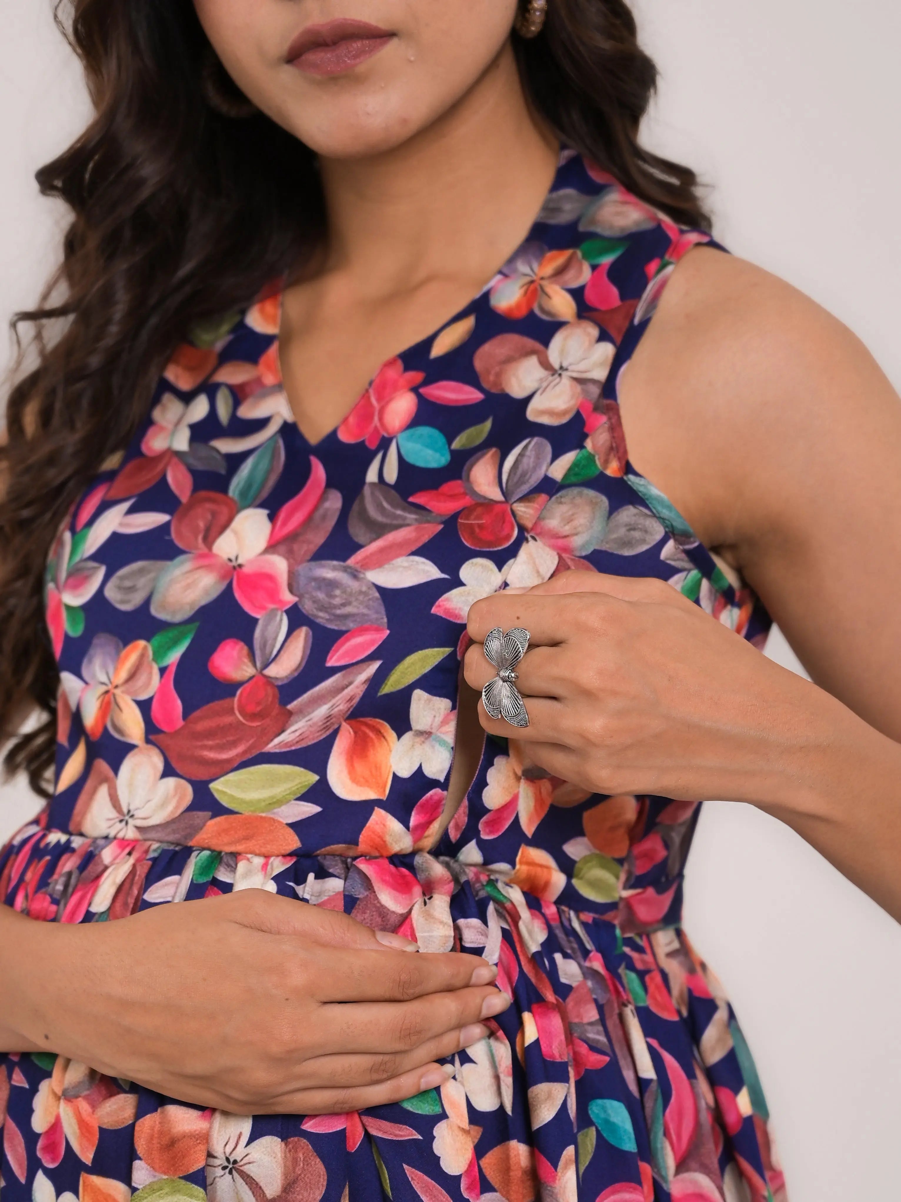 cotton printed flaired top for feeding and maternity purpose mumzhug