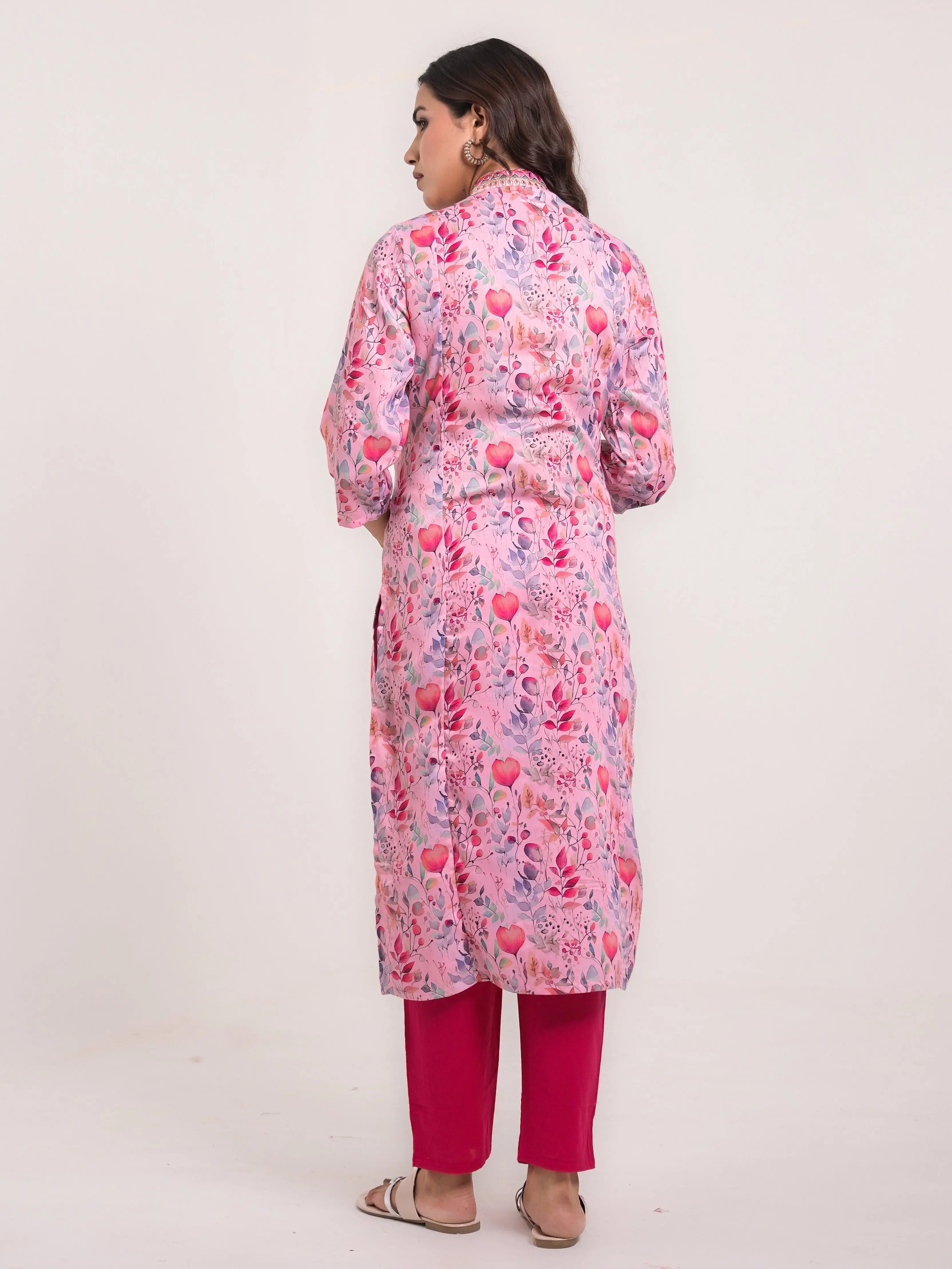 maslin silk printed kurta with detailed embroidery for feeding and maternity purpose mumzhug