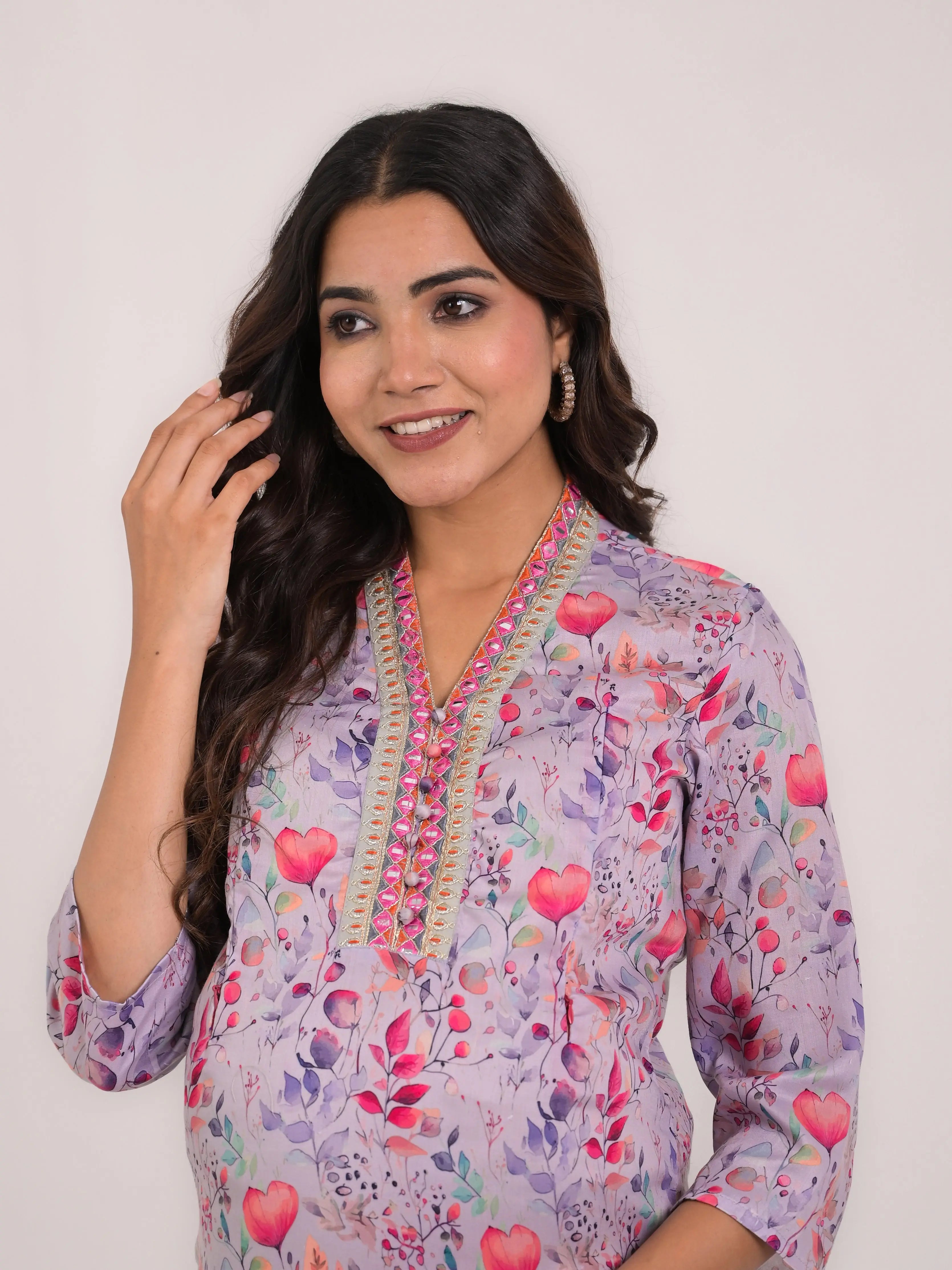 maslin silk printed kurta with detailed embroidery for feeding and maternity purpose mumzhug