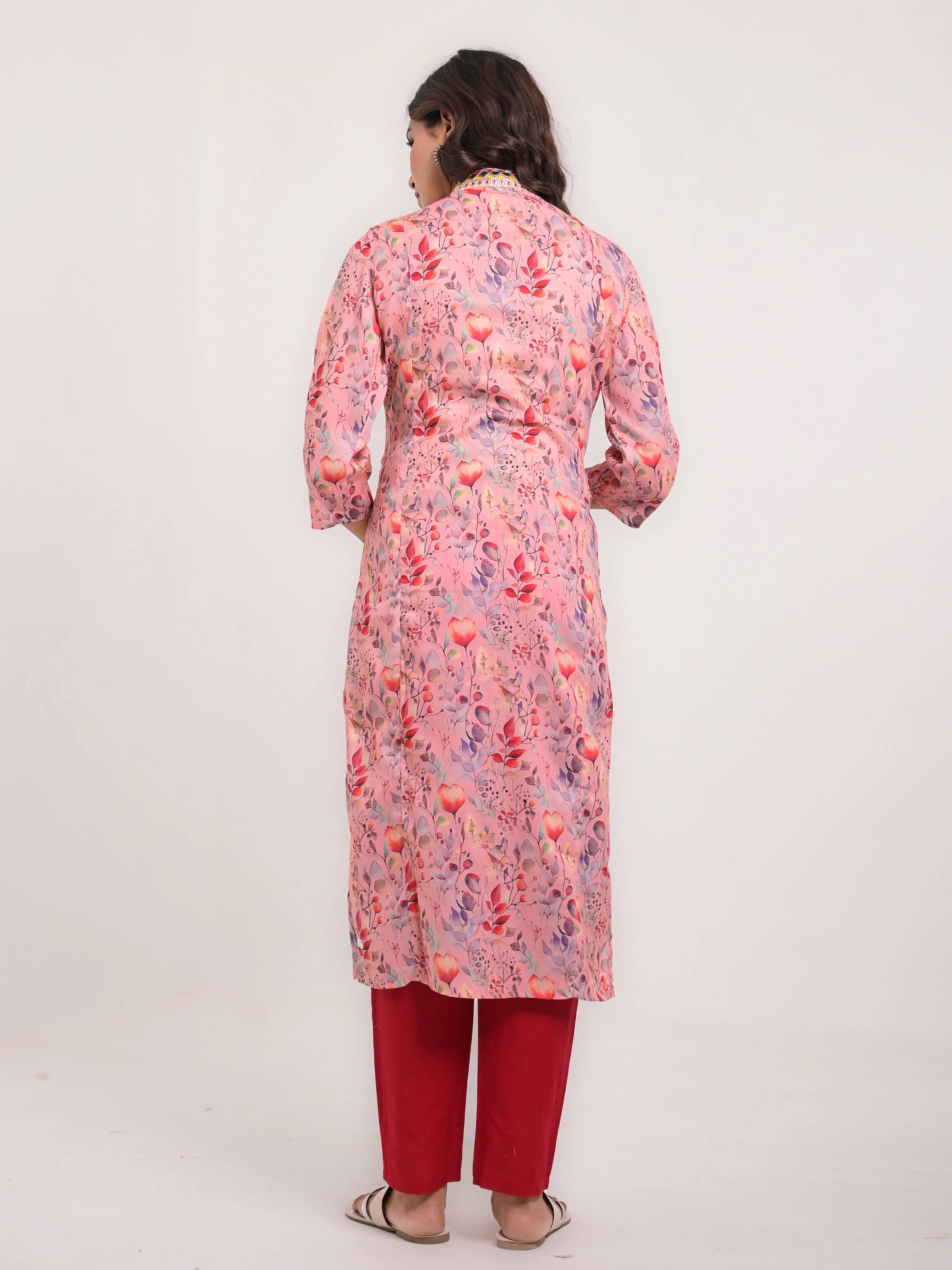 maslin silk printed kurta with detailed embroidery for feeding and maternity purpose mumzhug