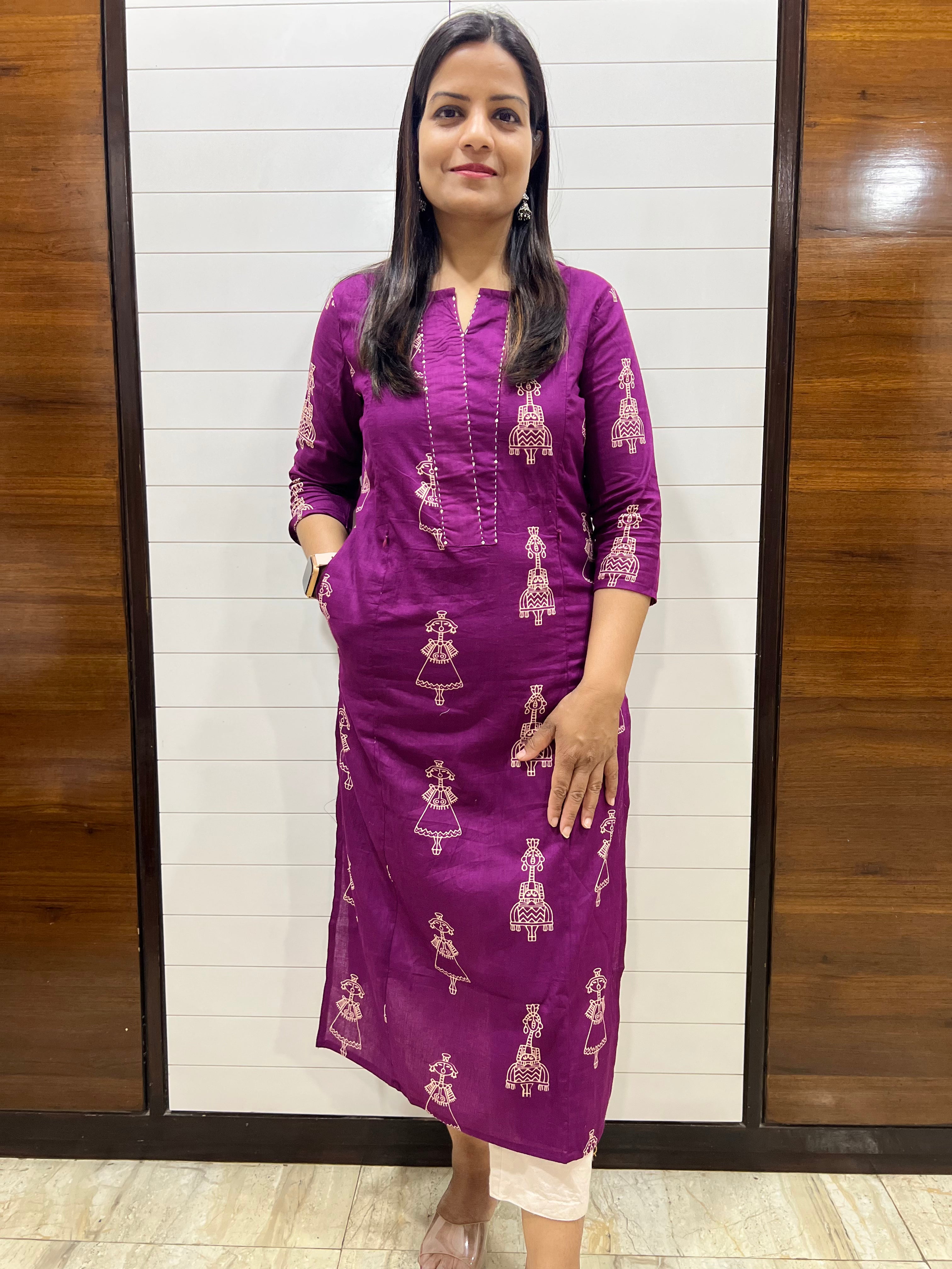 Mumzhug Wine Pure Cotton Feeding Kurta