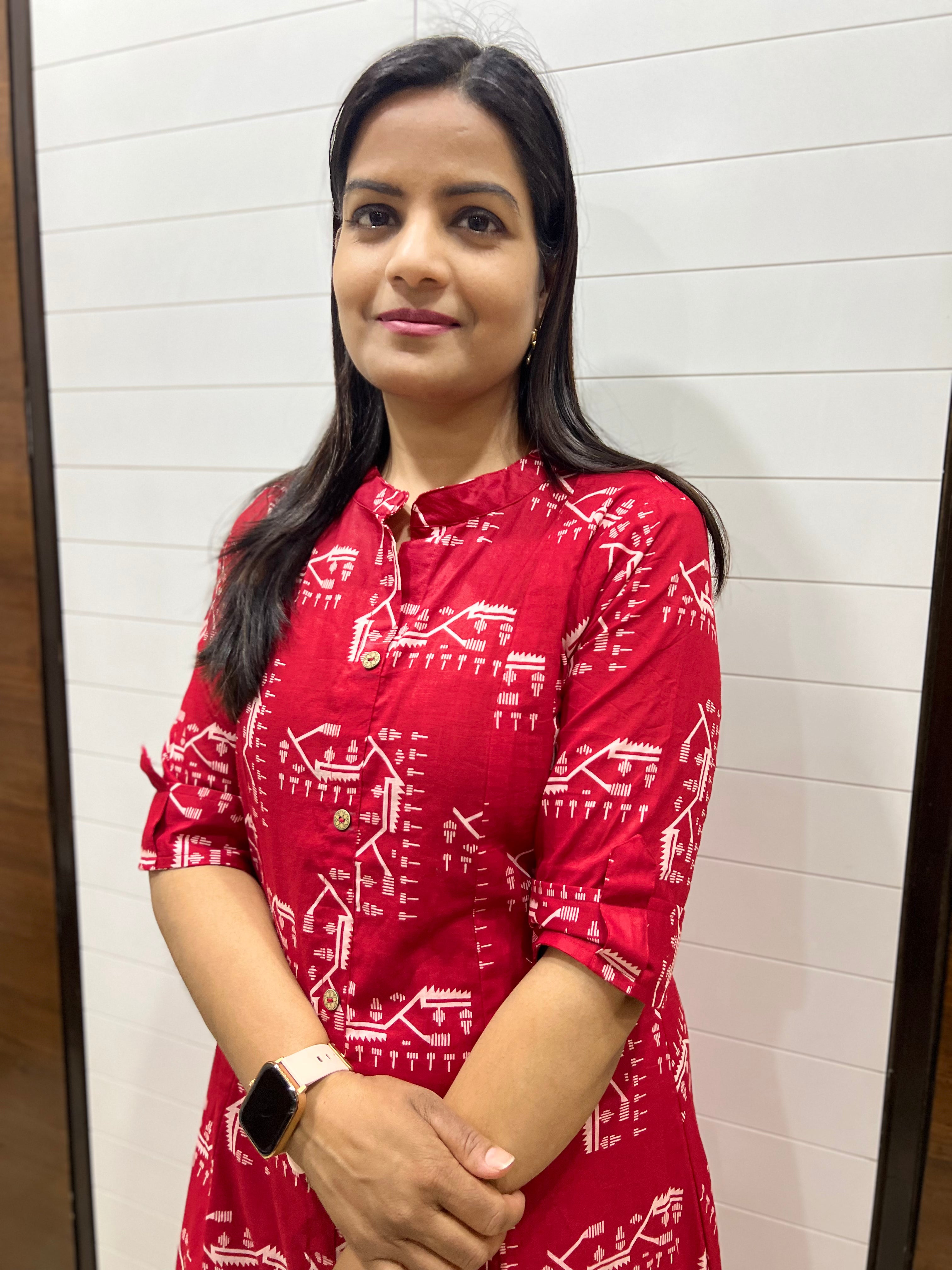 mumzhug pure cotton red feeding kurta set