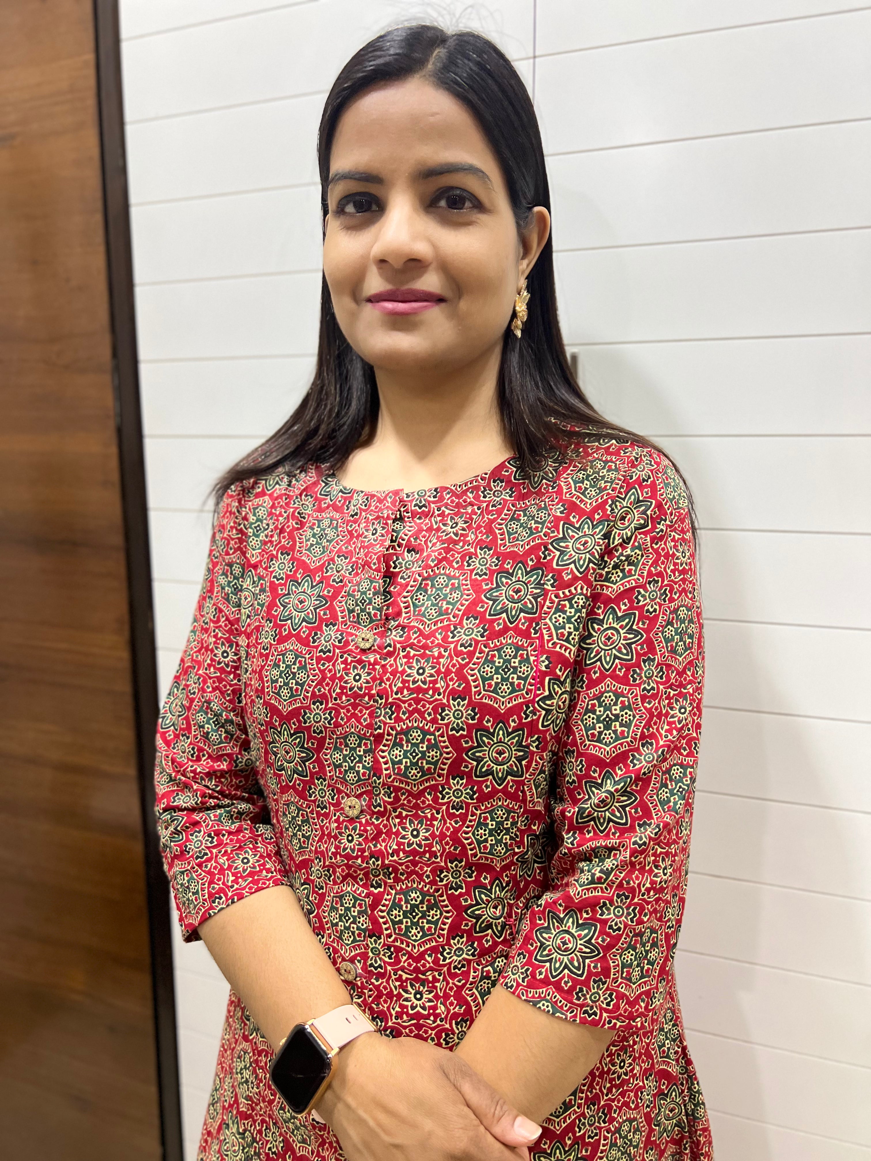 mumzhug pure cotton red feeding kurta set