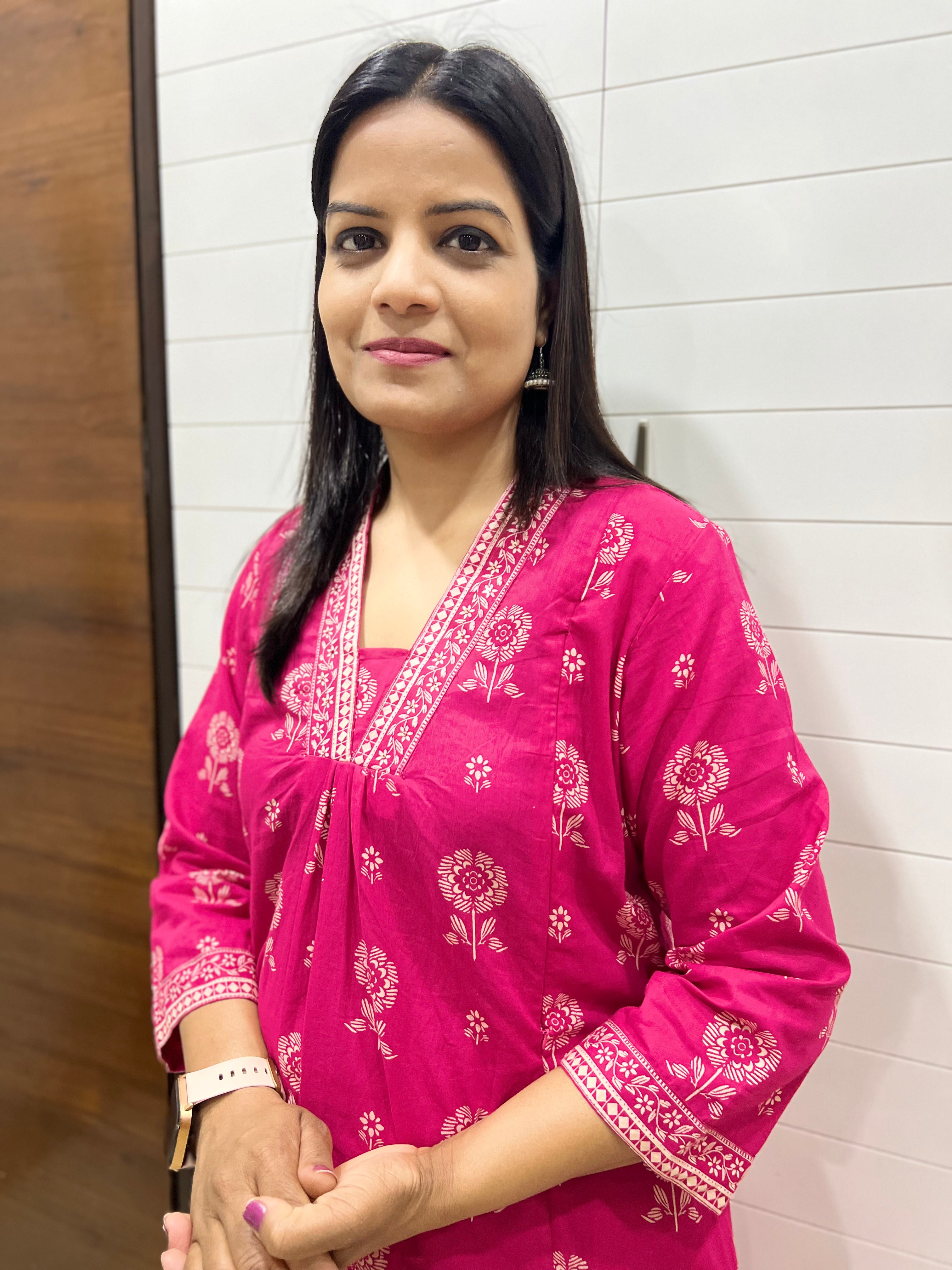 #NEW LAUNCH. Mumzhug Fuchsia pure premium cotton feeding kurta set DISPATCHING START FROM-30TH APRIL