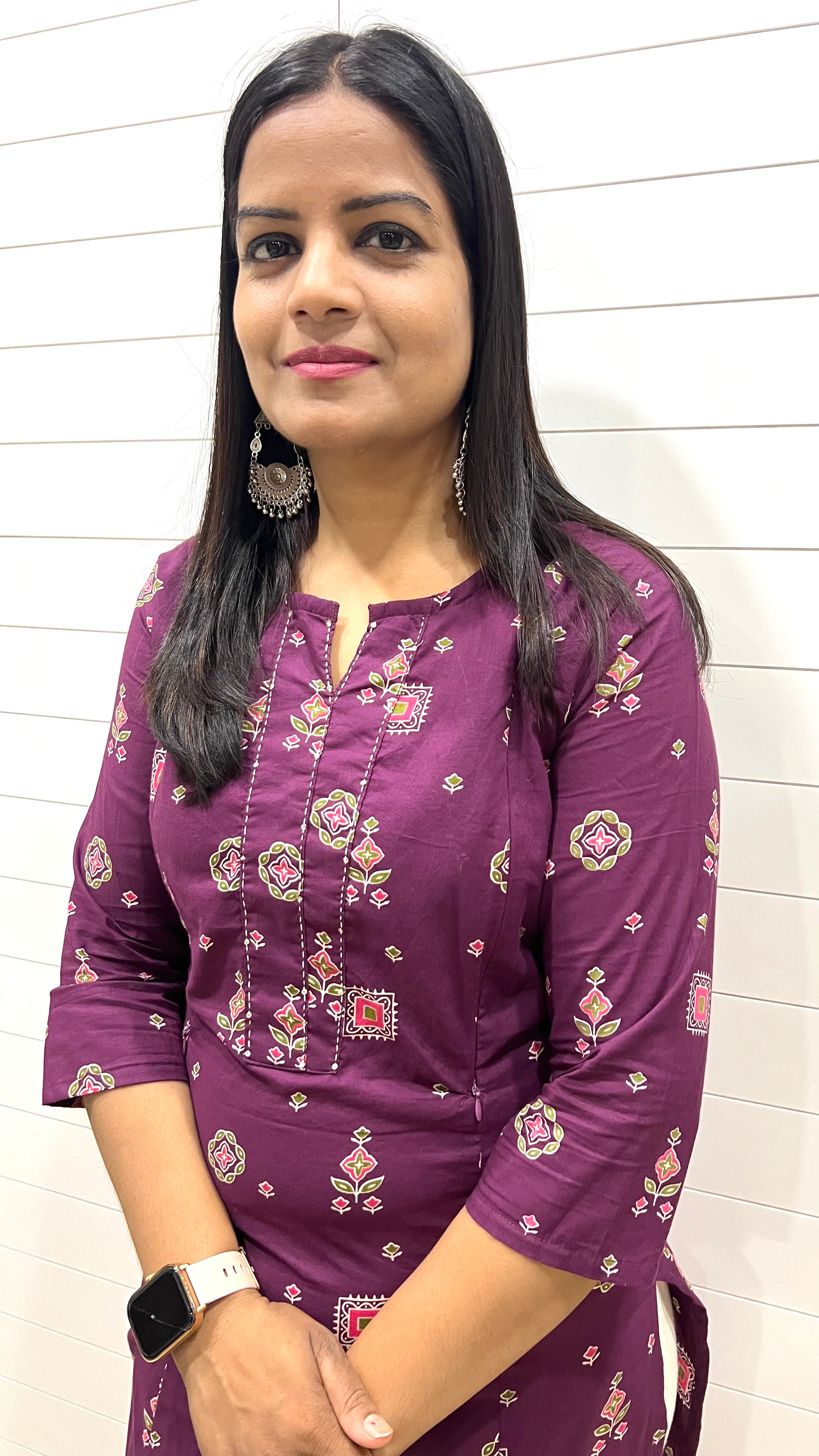 Mumzhug wine pure cotton print feeding kurta