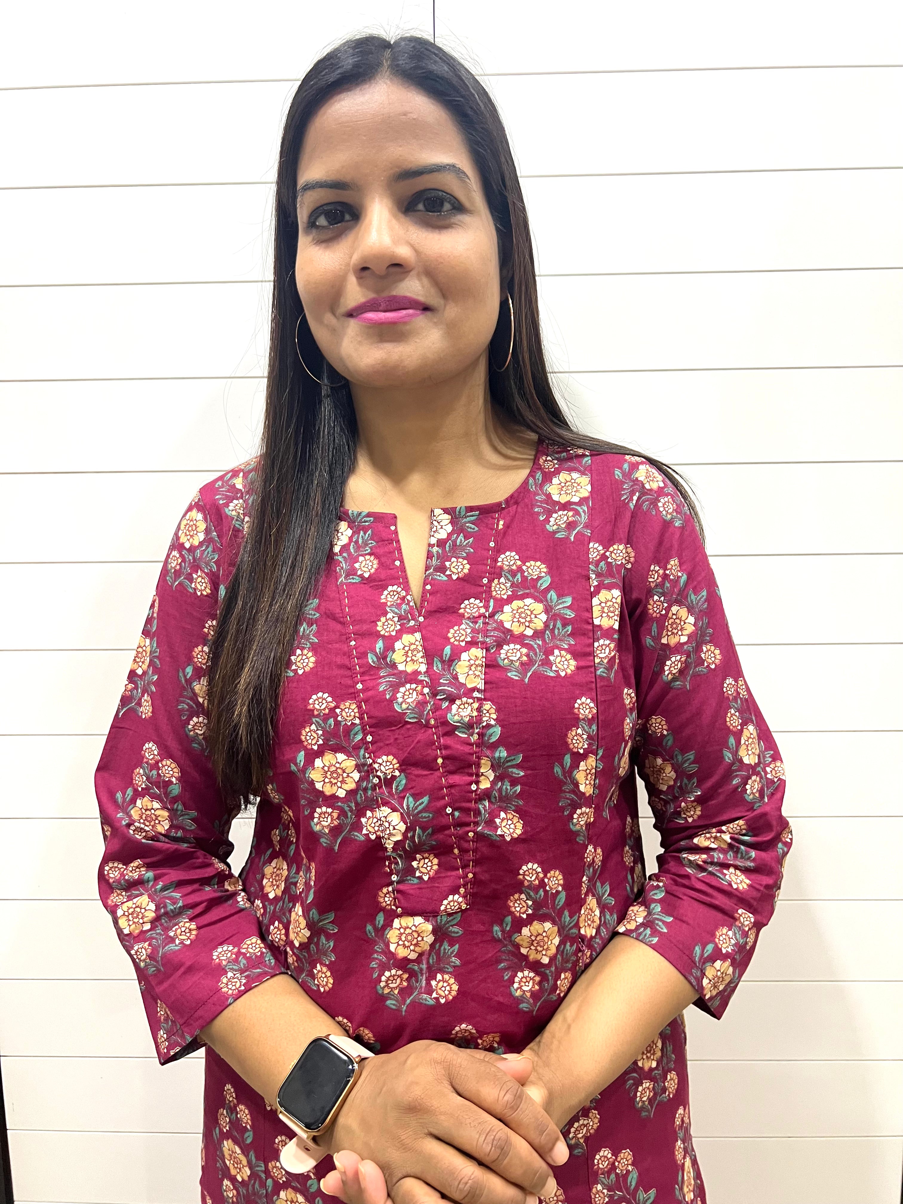 Mumzhug Wine Color Pure Cotton Feeding Kurta with Side Pocket