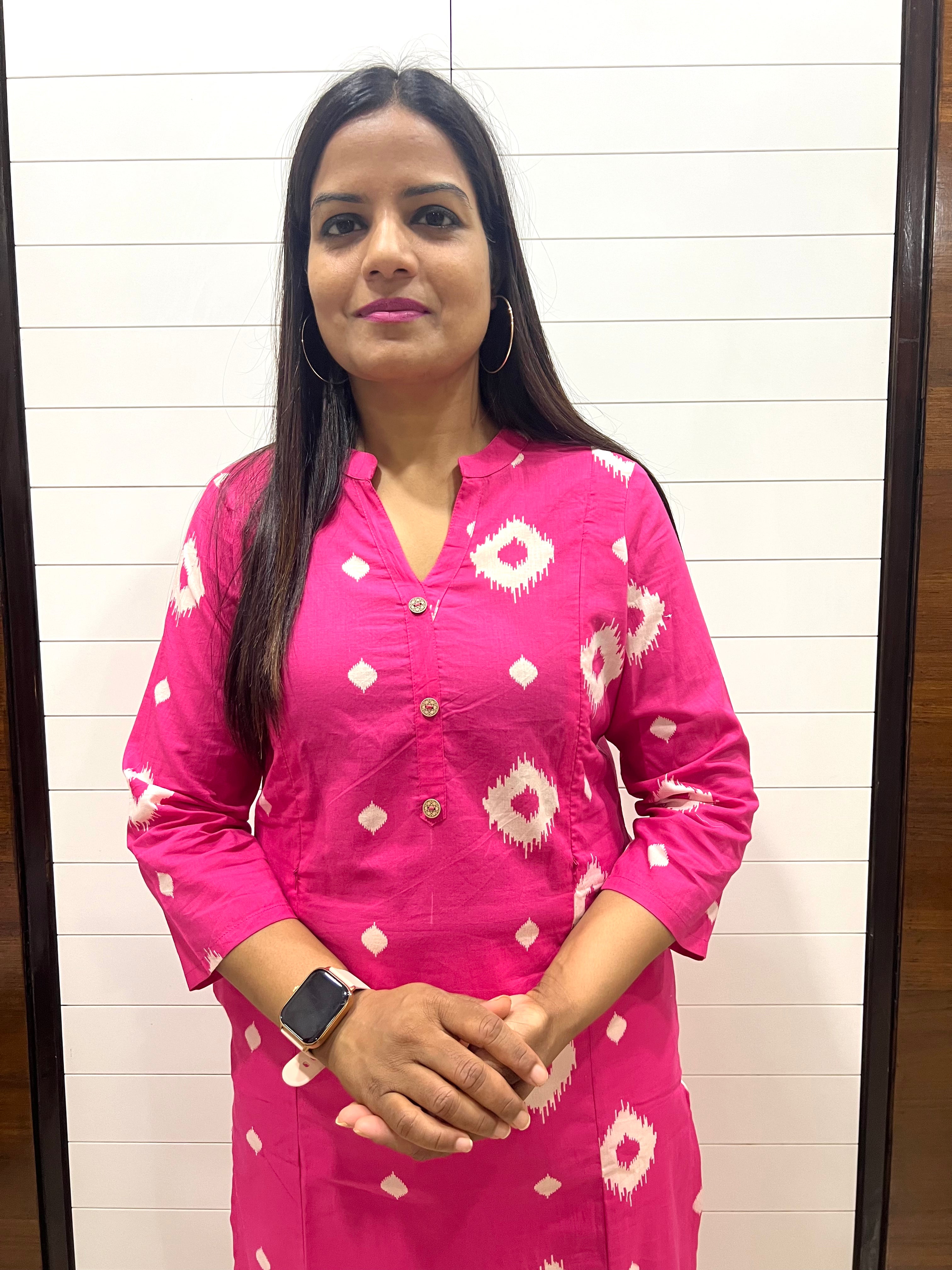 Mumzhug Pink Color Pure Cotton Feeding Kurta with Side Pocket