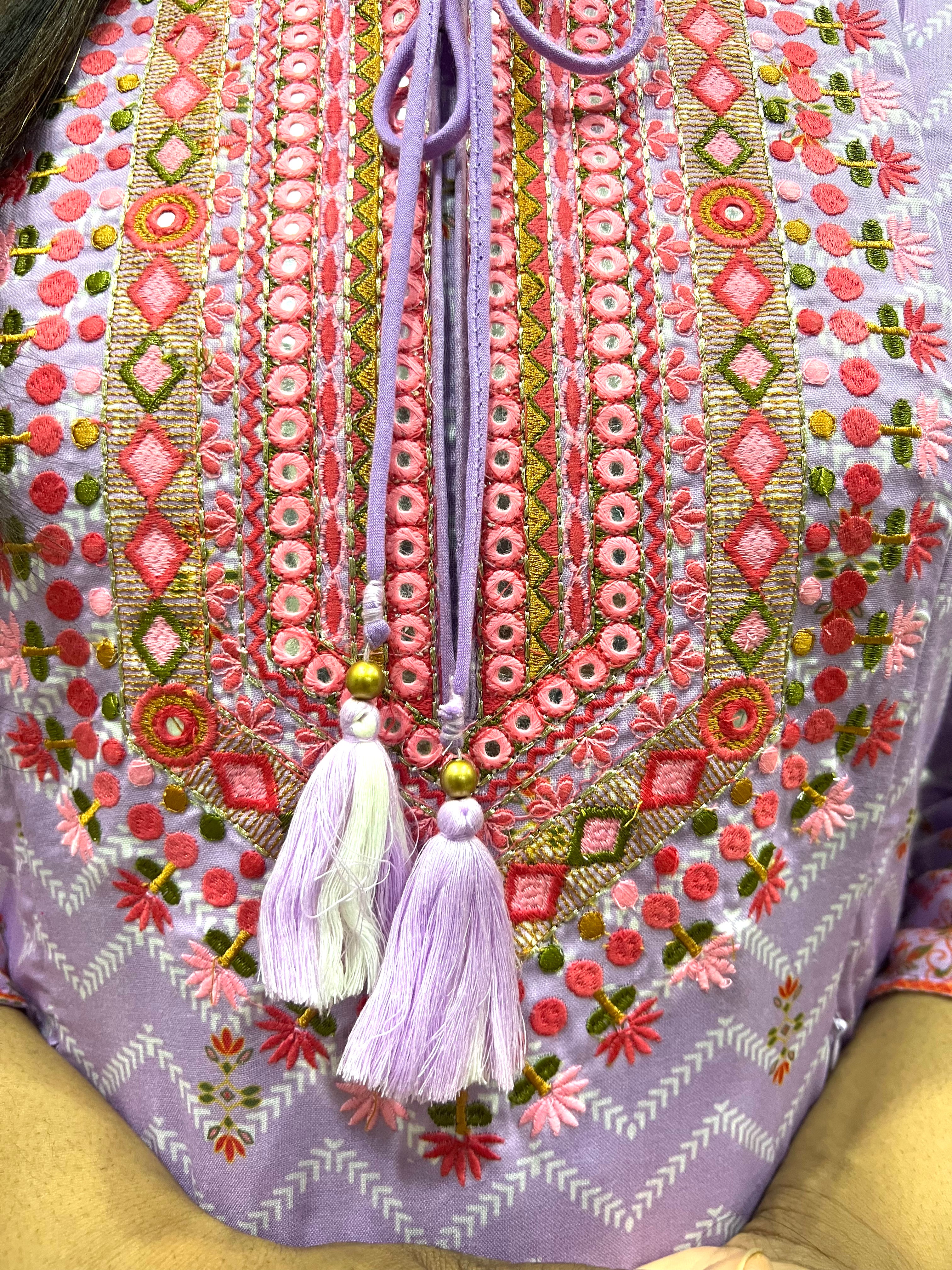 Mumzhug Blend Cotton Detailed Embroidered Kurta Pant and Dupatta Set with Attached Lining