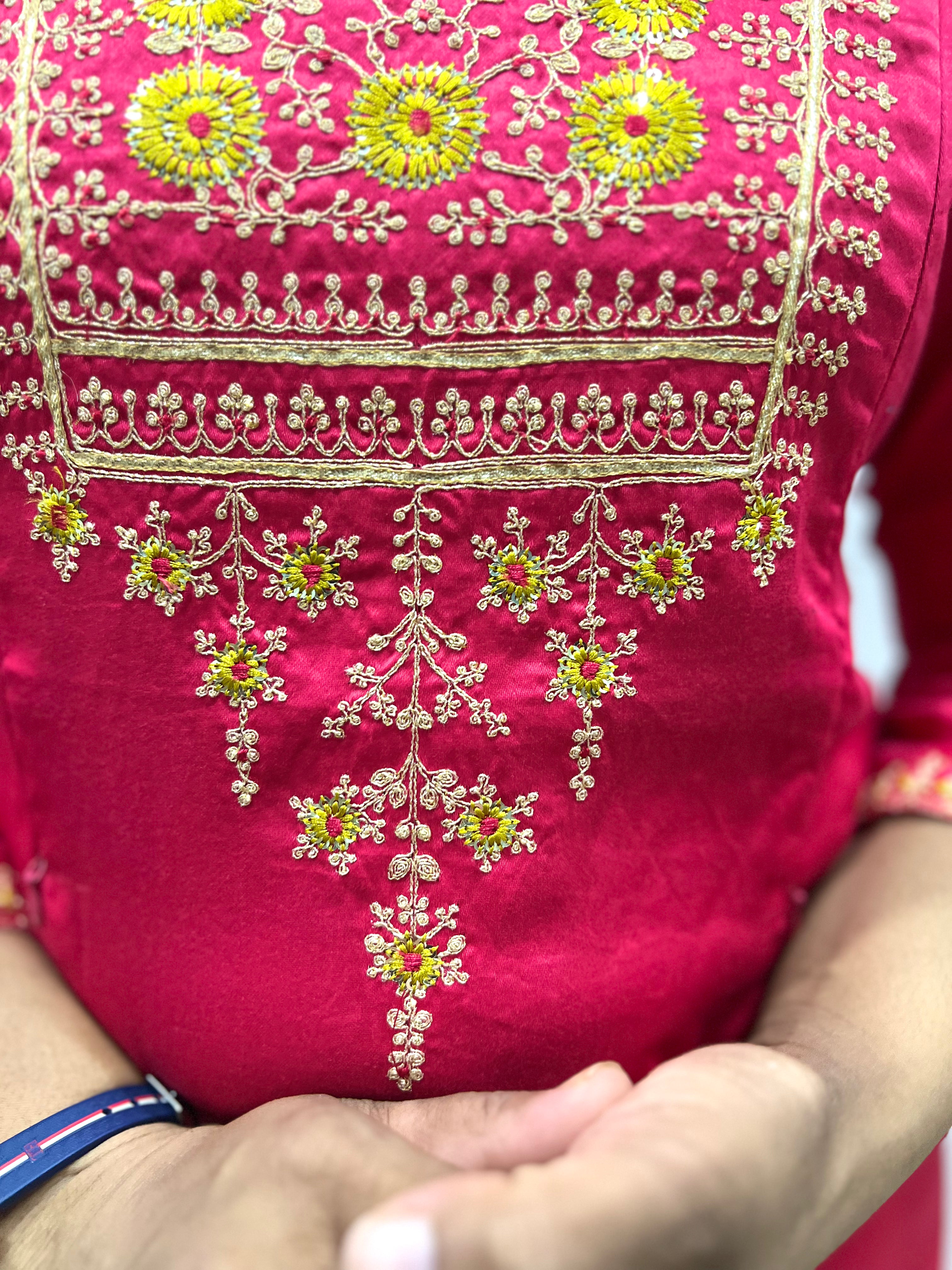 Coral Cotton Silk Feeding Kurta