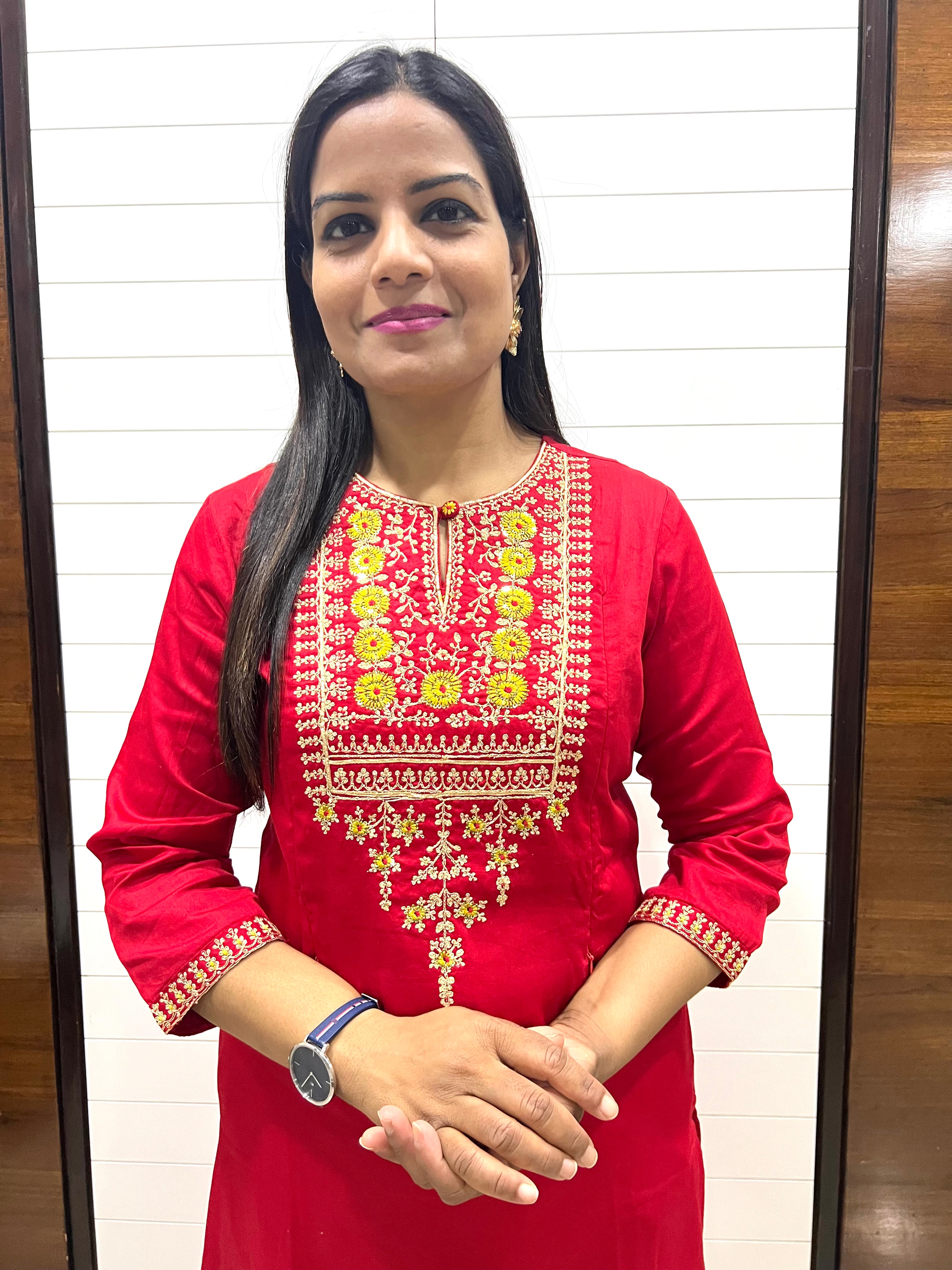 Mumzhug Cotton Silk Embroidered Feeding Kurta