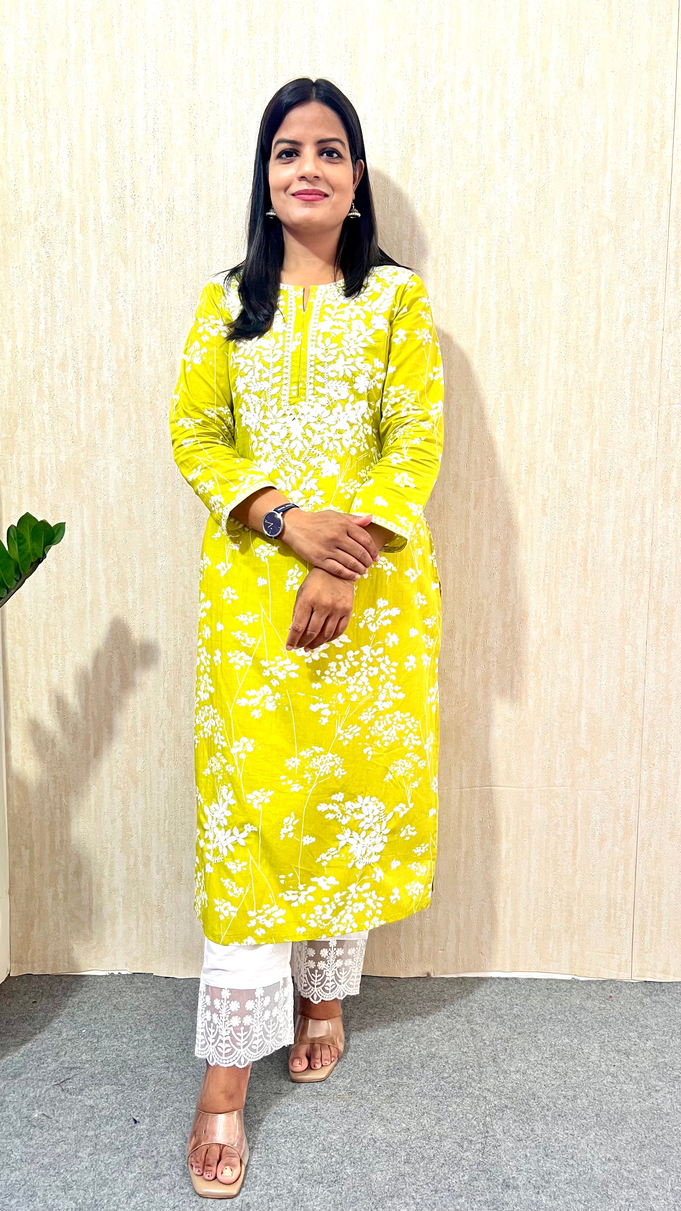 MUMZHUG Lime Whisper™ Pure Cotton Lime Green Embroidered Feeding Kurta & Pant Set for Women | Soft Nursing Wear