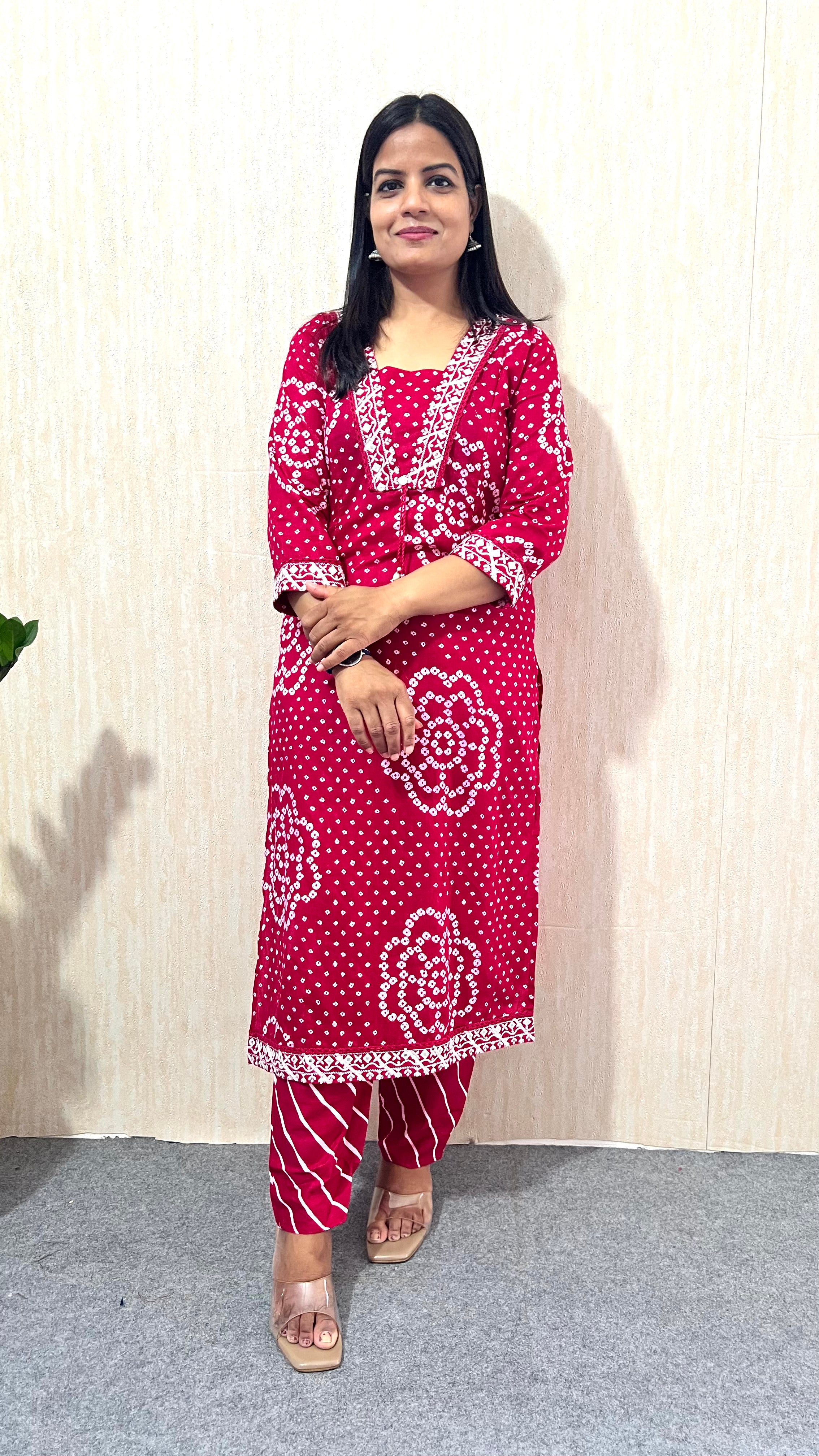 Mumuzhug Gulnaar Pure Cotton Jaipuri Bandhej Print Feeding Kurta Pant & Dupatta Set for Women | Nursing Friendly Ethnic Wear