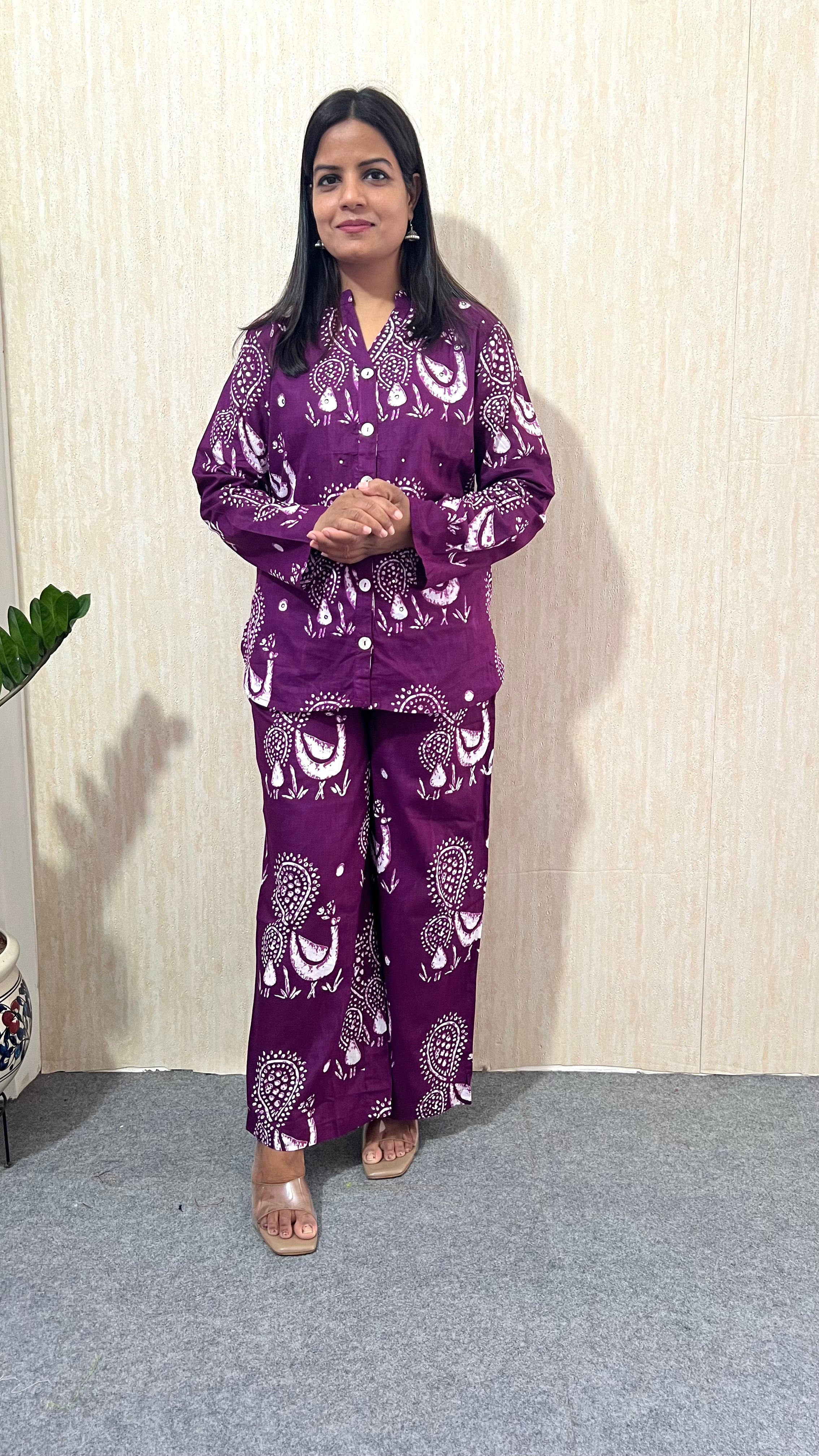 Mumzhug Morika Pure Cotton Feeding Co-ord Set β Royal Purple