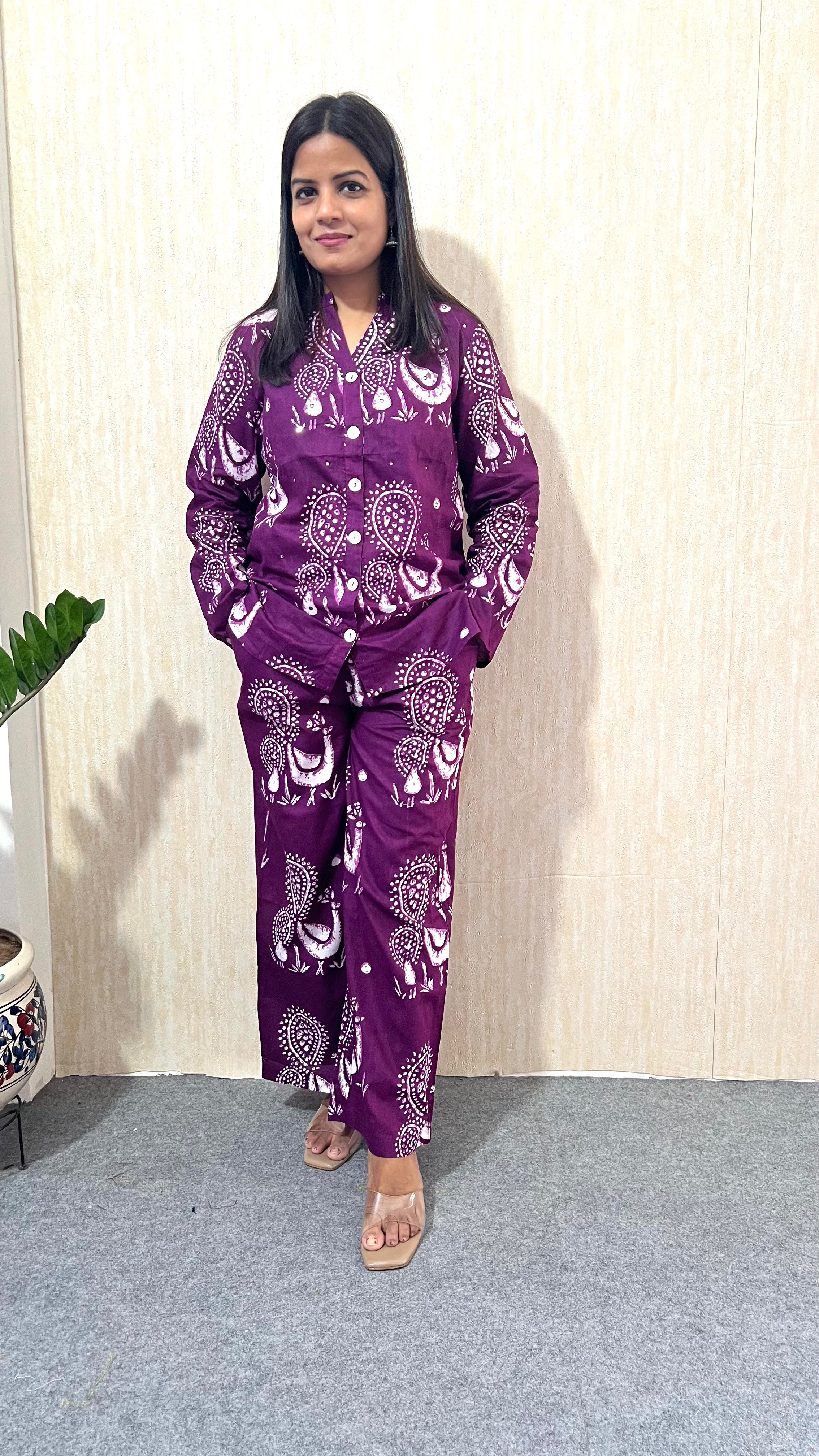Mumzhug Morika Pure Cotton Feeding Co-ord Set β Royal Purple