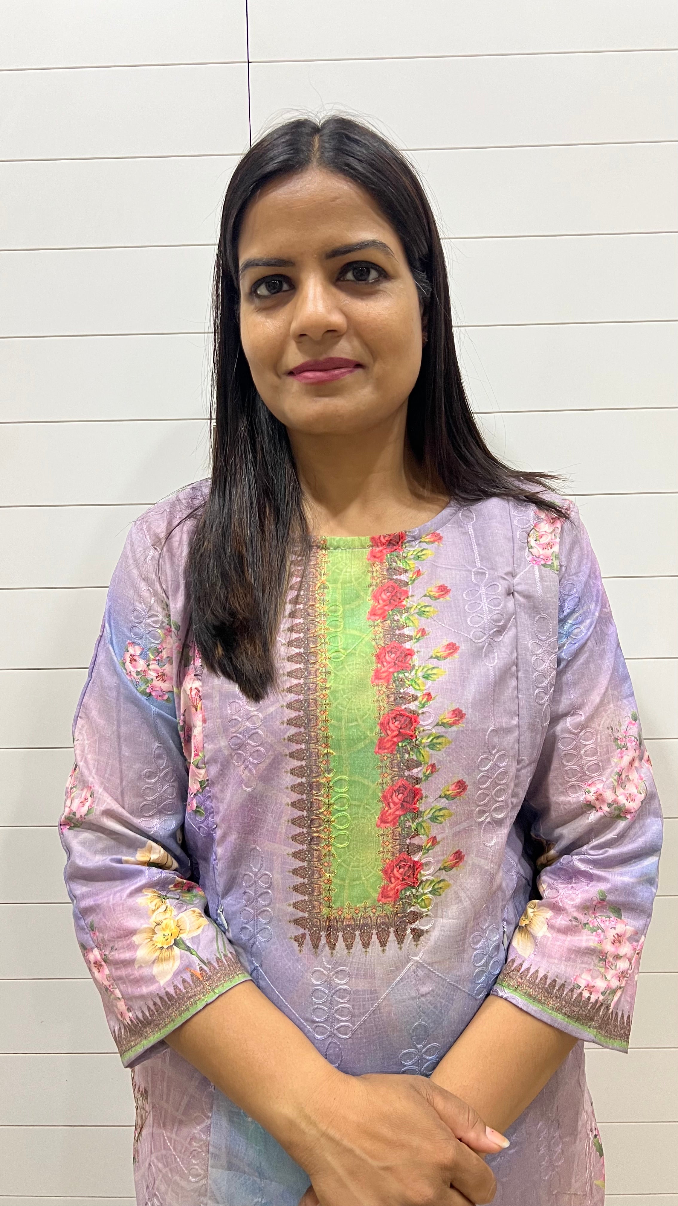 Mumzhug Blend Cotton Lavender Digital Print Feeding Kurta β Floral Nursing Kurti with Hidden Zippers
