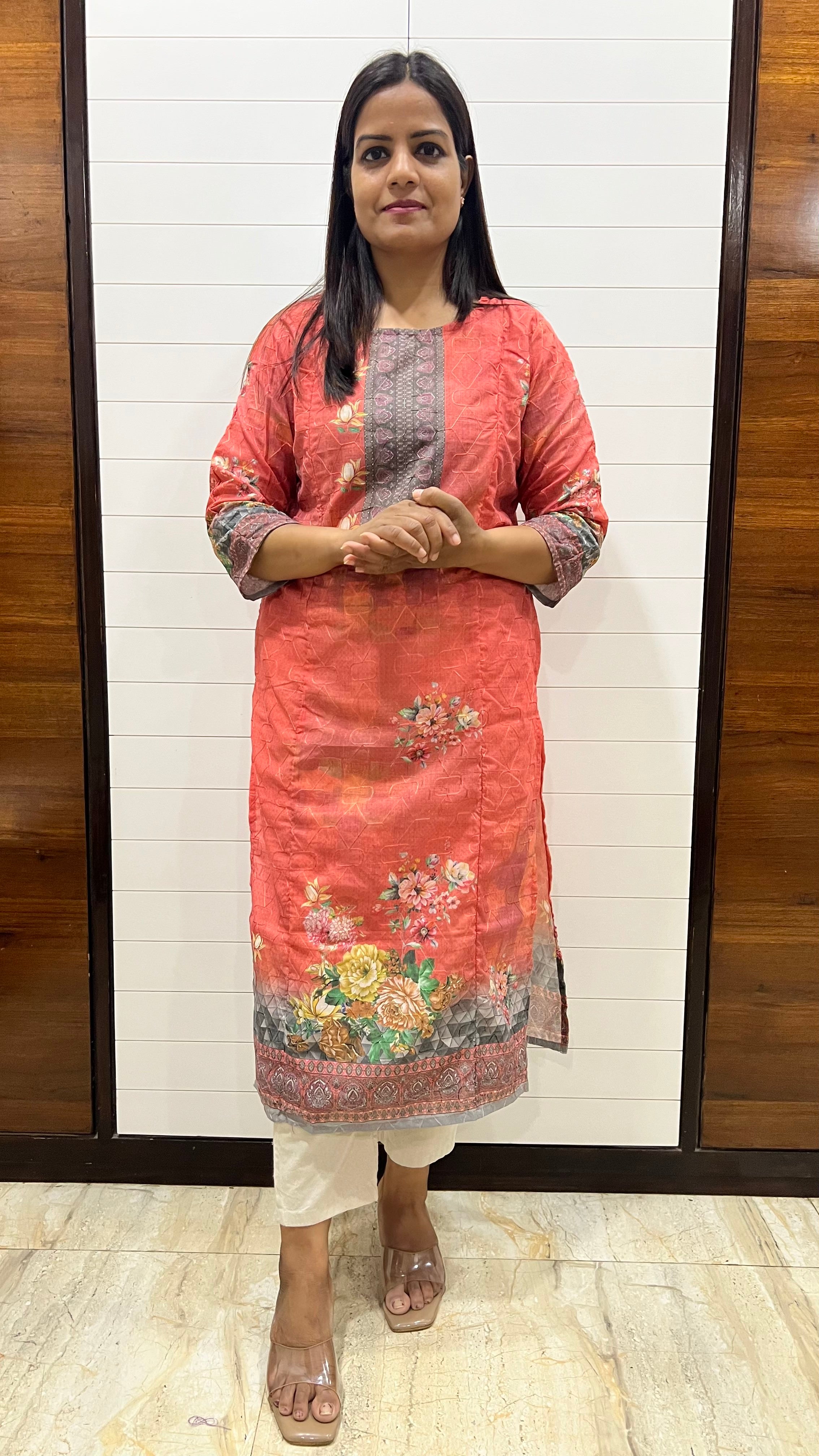 MUMZHUG Rust Blend Cotton Digital Print Feeding Kurta | Comfortable Maternity & Nursing Wear