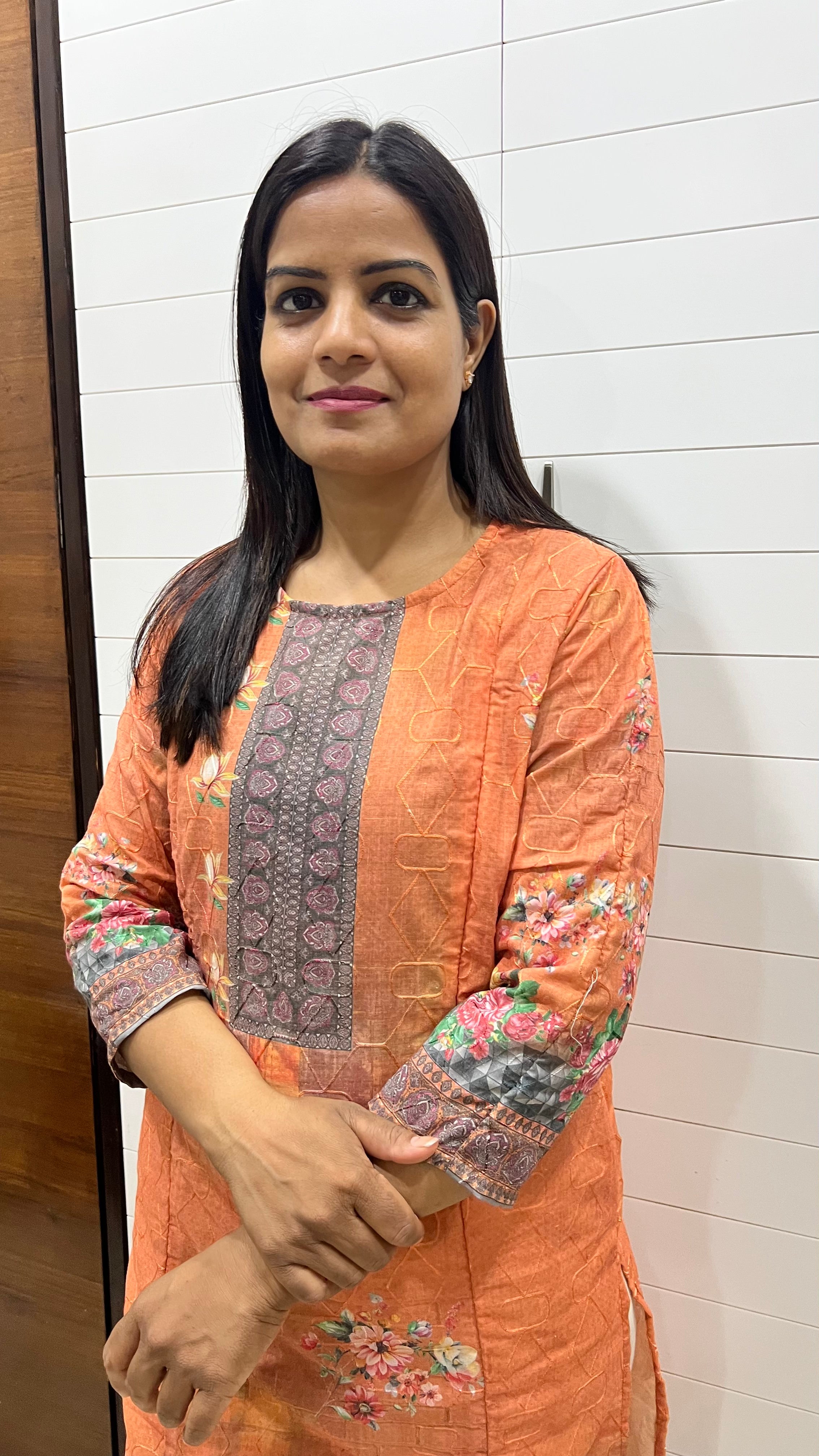 MUMZHUG Orange Blend Cotton Digital Print Feeding Kurta | Maternity & Nursing Wear for Women