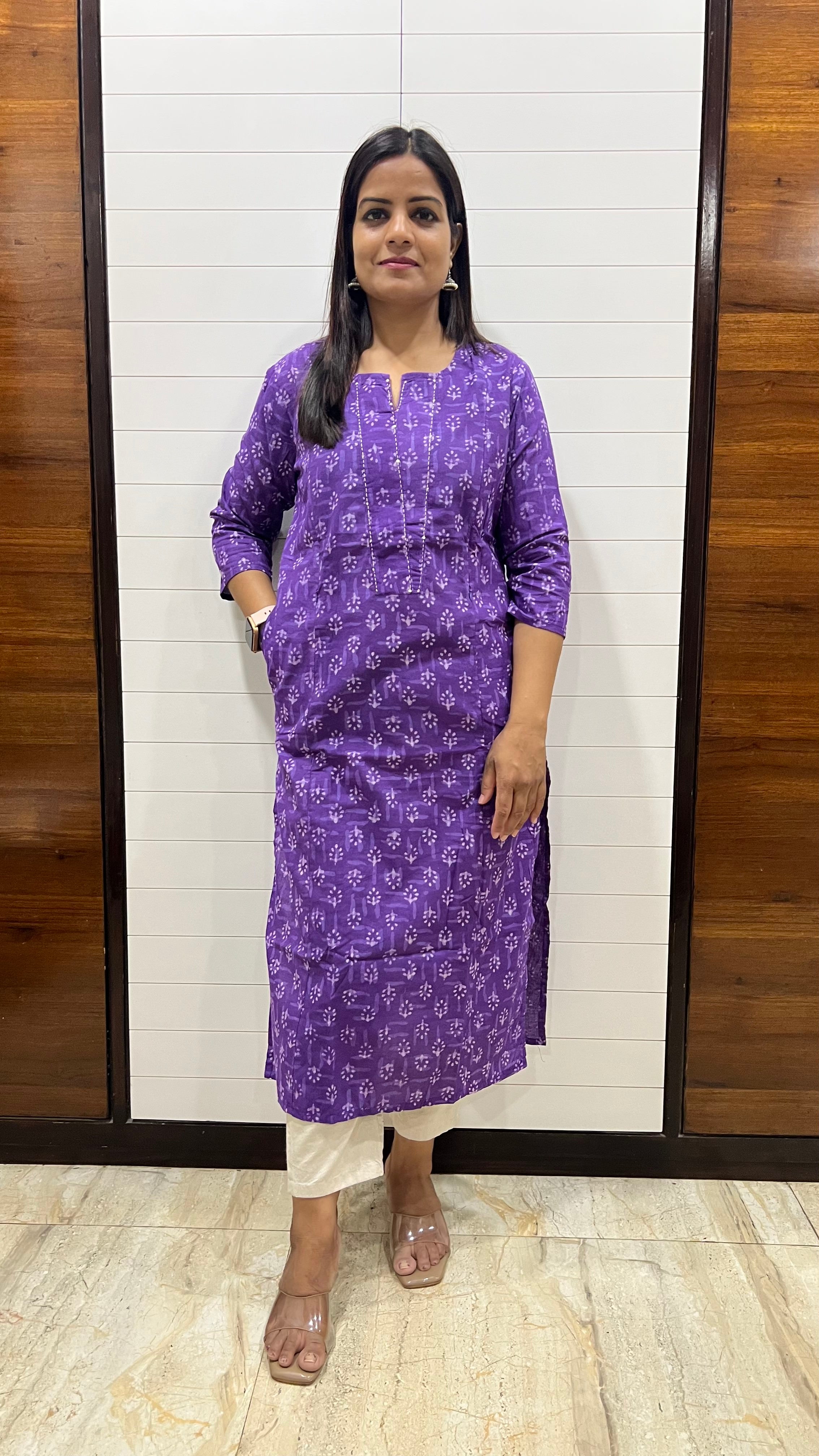 MUMZHUG Lavender Pure Handblock Cotton Print Feeding Kurta | Soft Maternity & Nursing Wear for Women