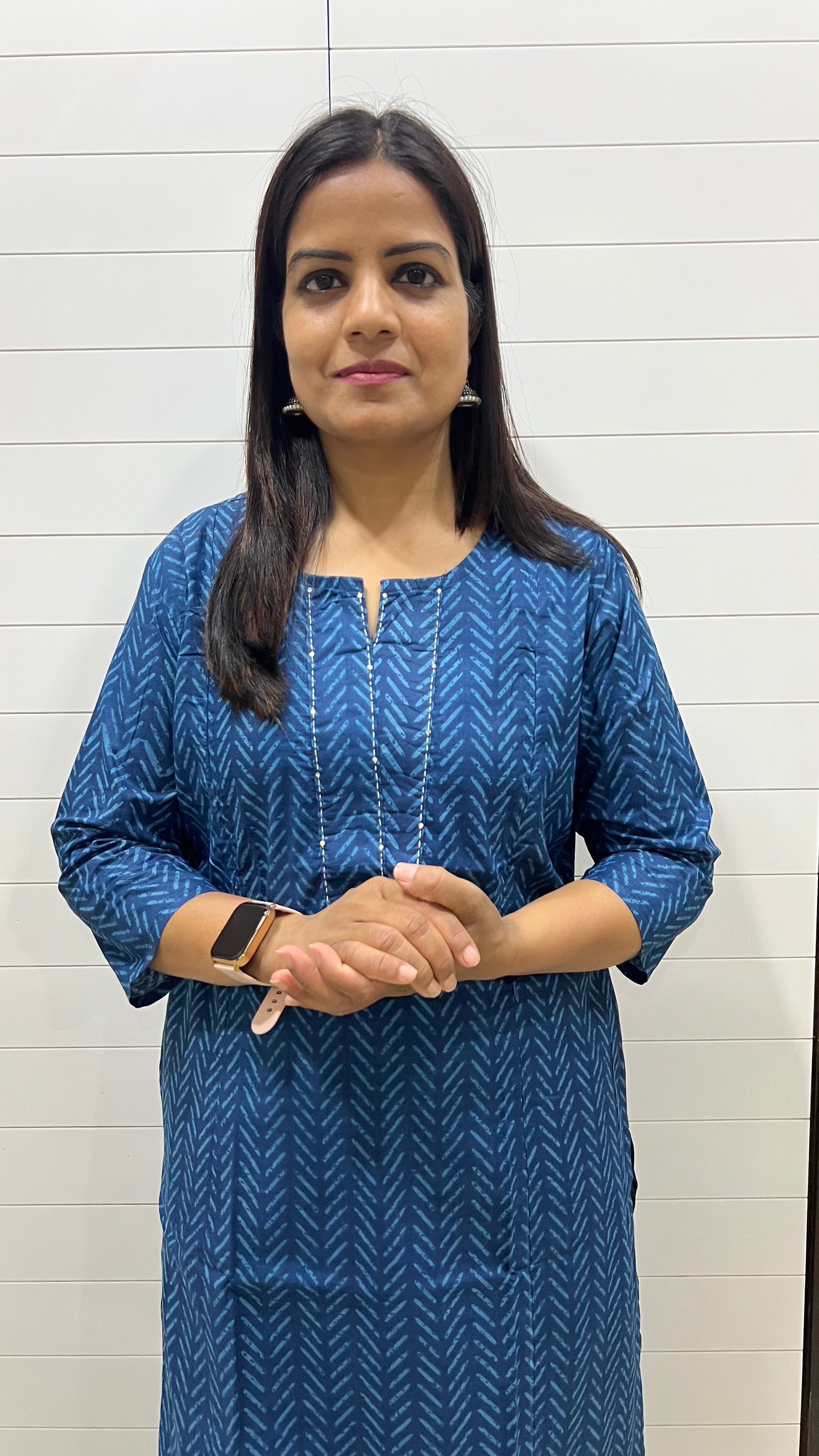 MUMZHUG Blue Pure Cotton Feeding Kurta | Hidden Nursing Zippers | Soft & Breathable Maternity Wear