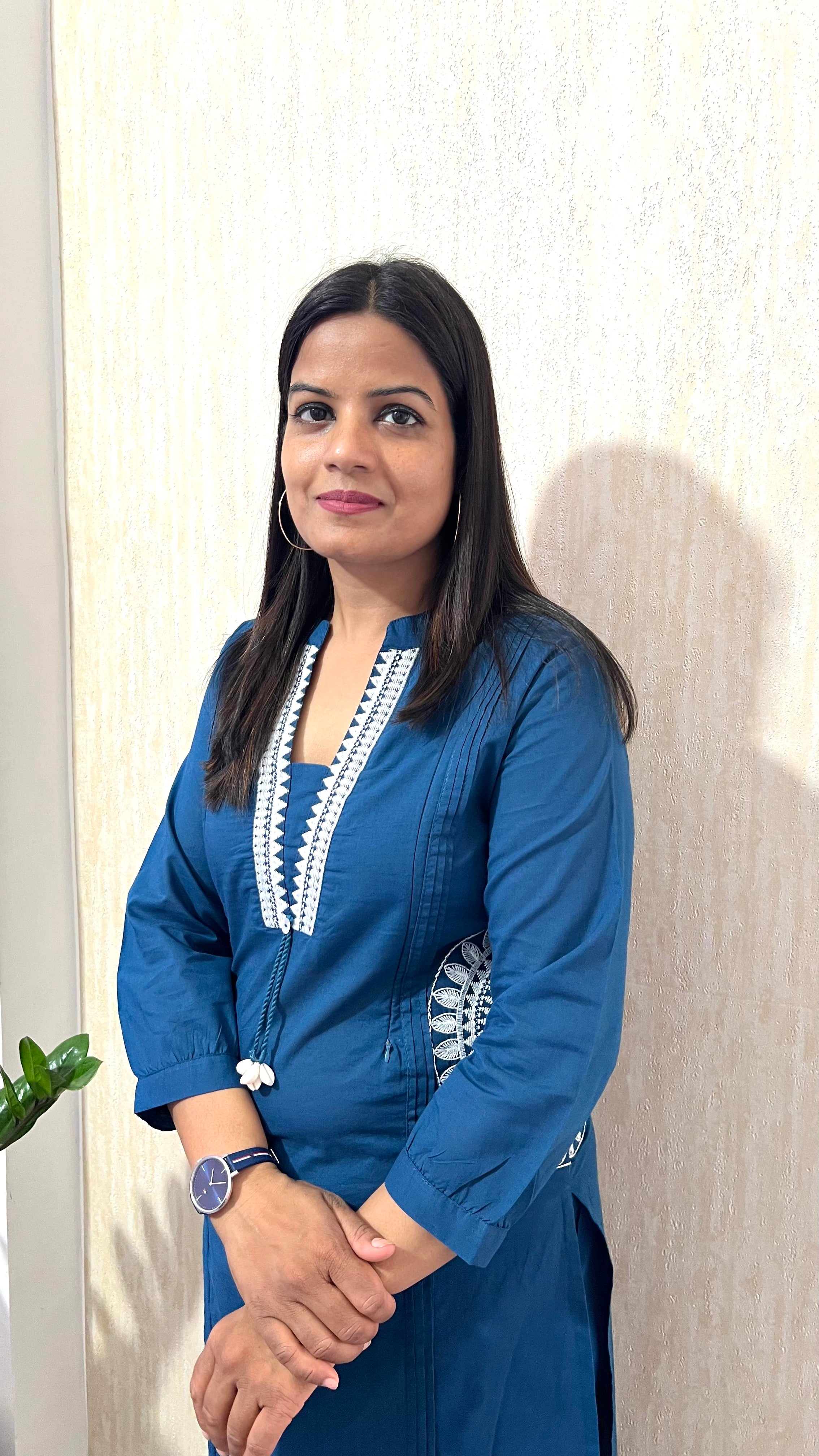 MUMZHUG Sapphire Grace Pure Cotton Blue Embroidered Feeding & Maternity Kurta Pant Set | Nursing Kurta with Concealed Zippers | Soft & Breathable Cotton Co-ord Set