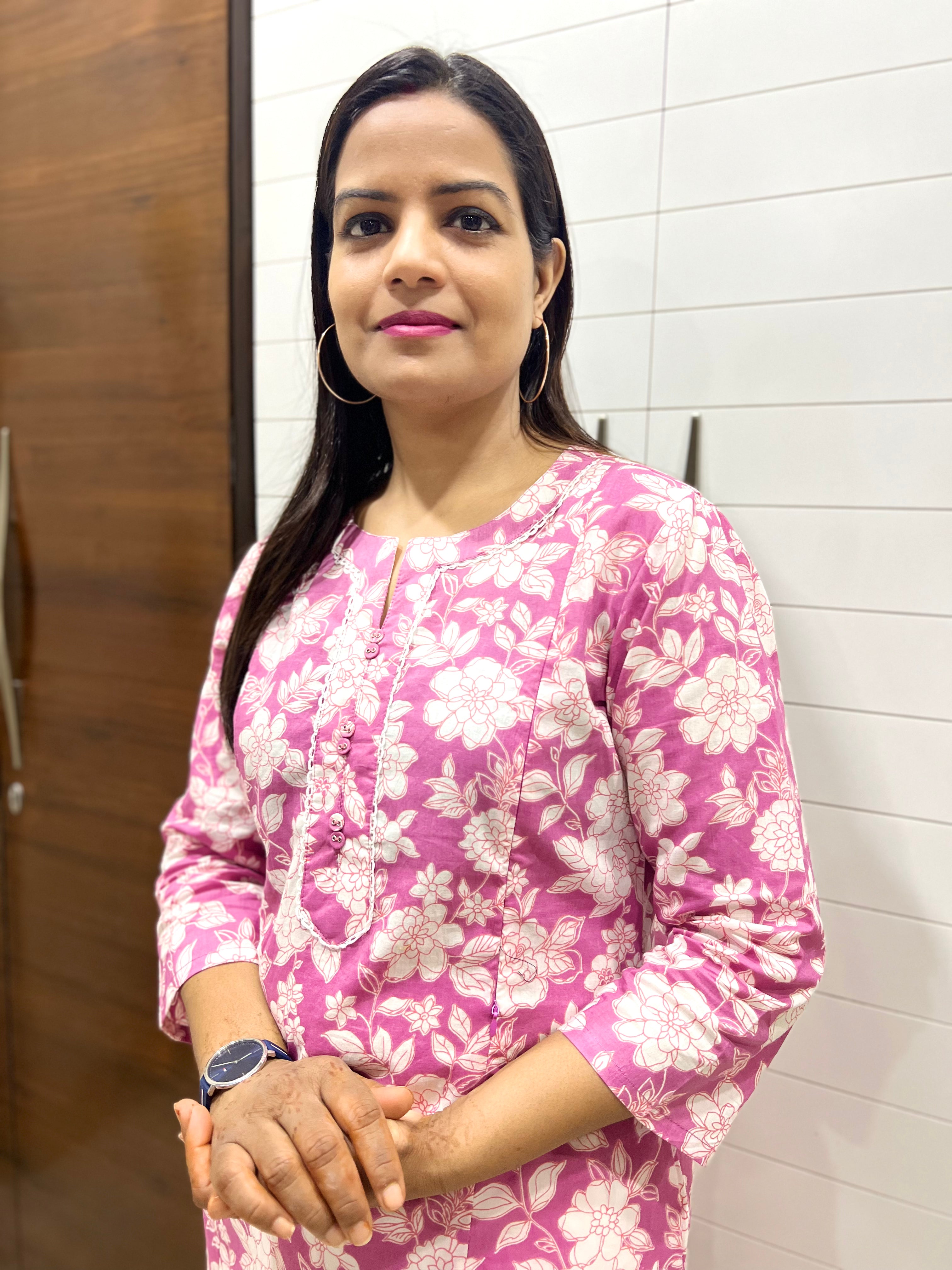 Mumzhug Pure Cotton Lavendar Colored Feeding Kurta