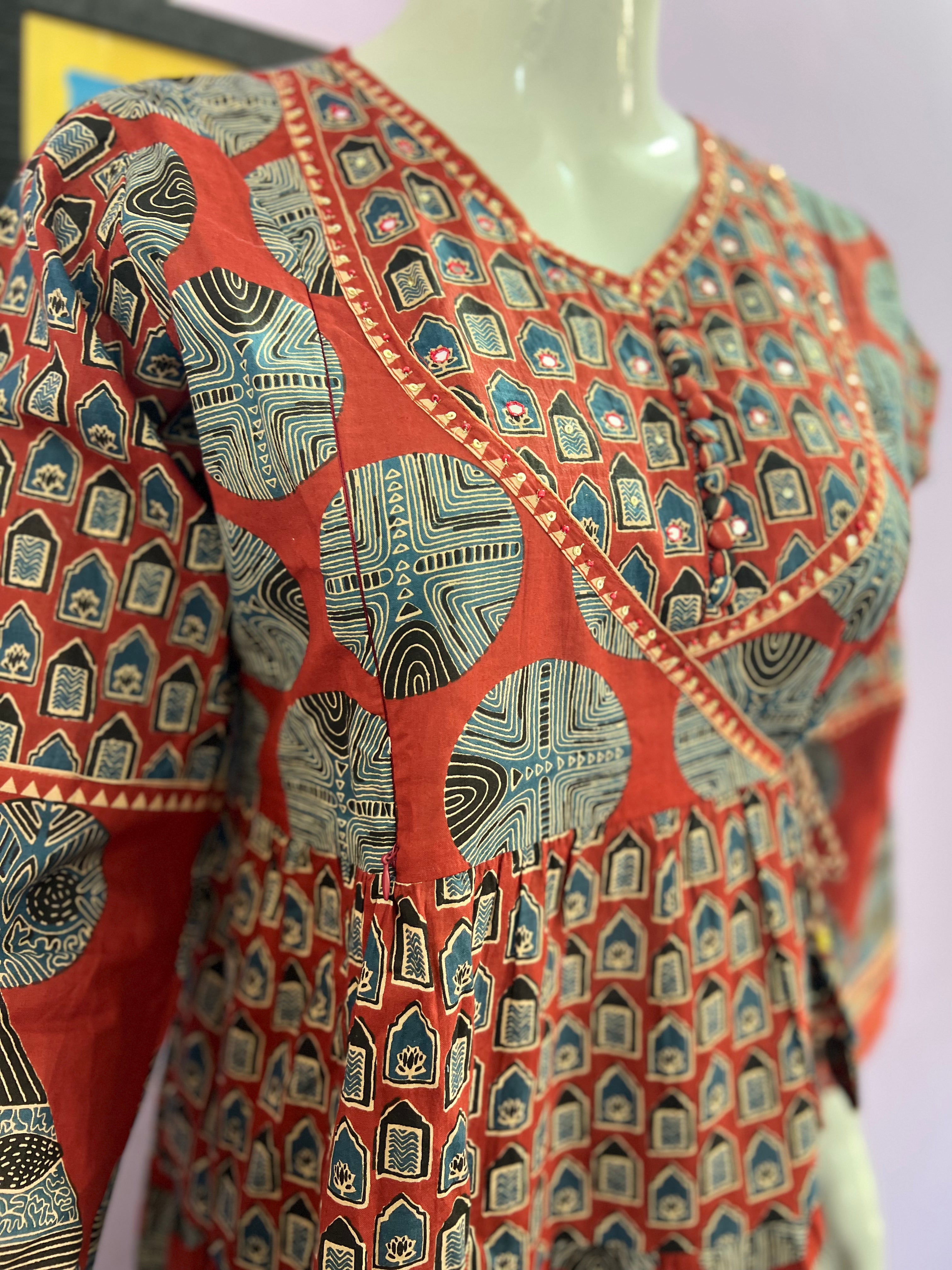 Pure Cotton Flared Anarkali With Pant and Dupatta for Feeding and Maternity Purpose