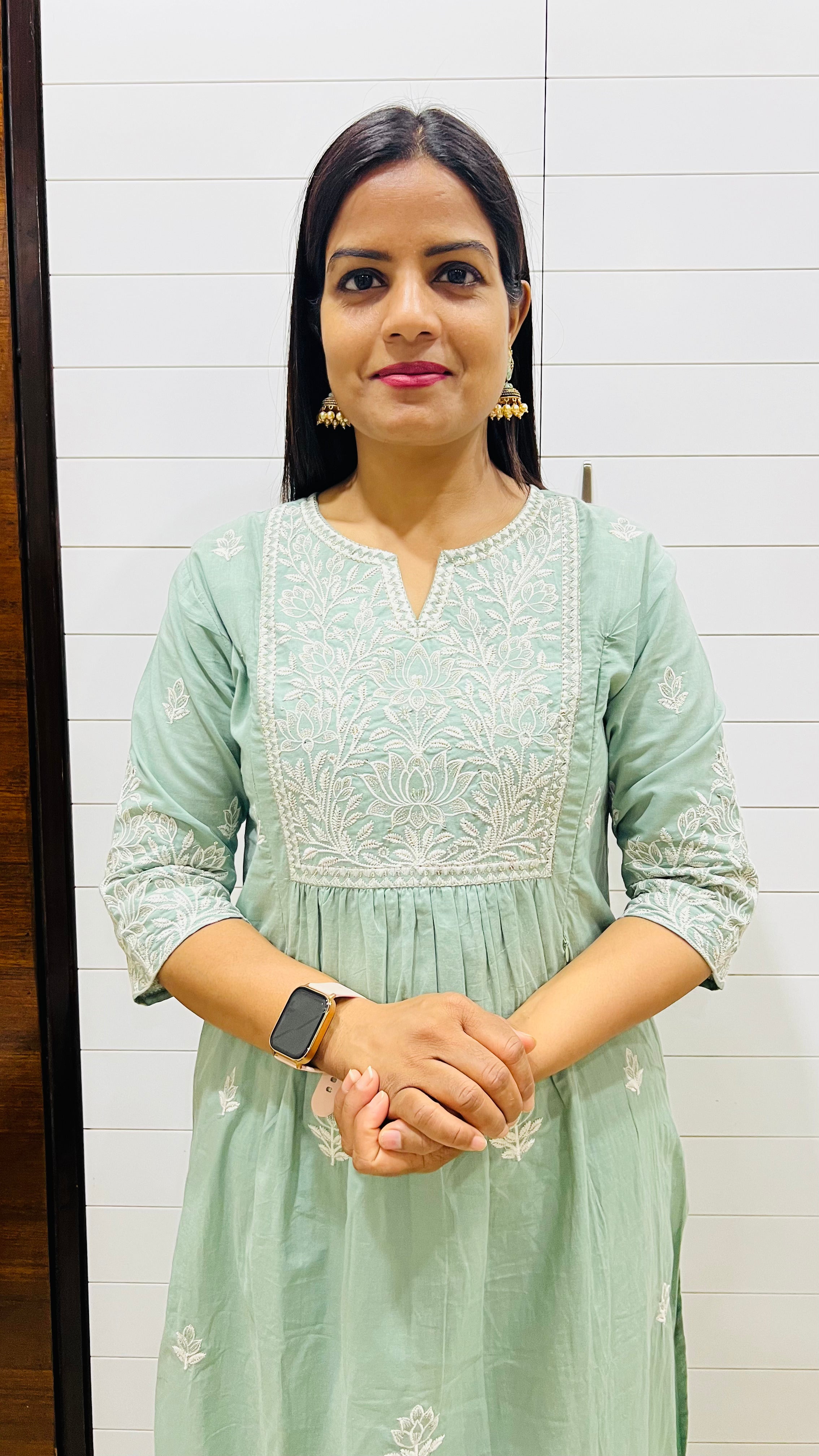 MUMZHUG Pure Cotton Aqua Embroidered Feeding & Maternity Kurta Pant with Dupatta Set | Soft Cotton Nursing Ethnic Wear for Women