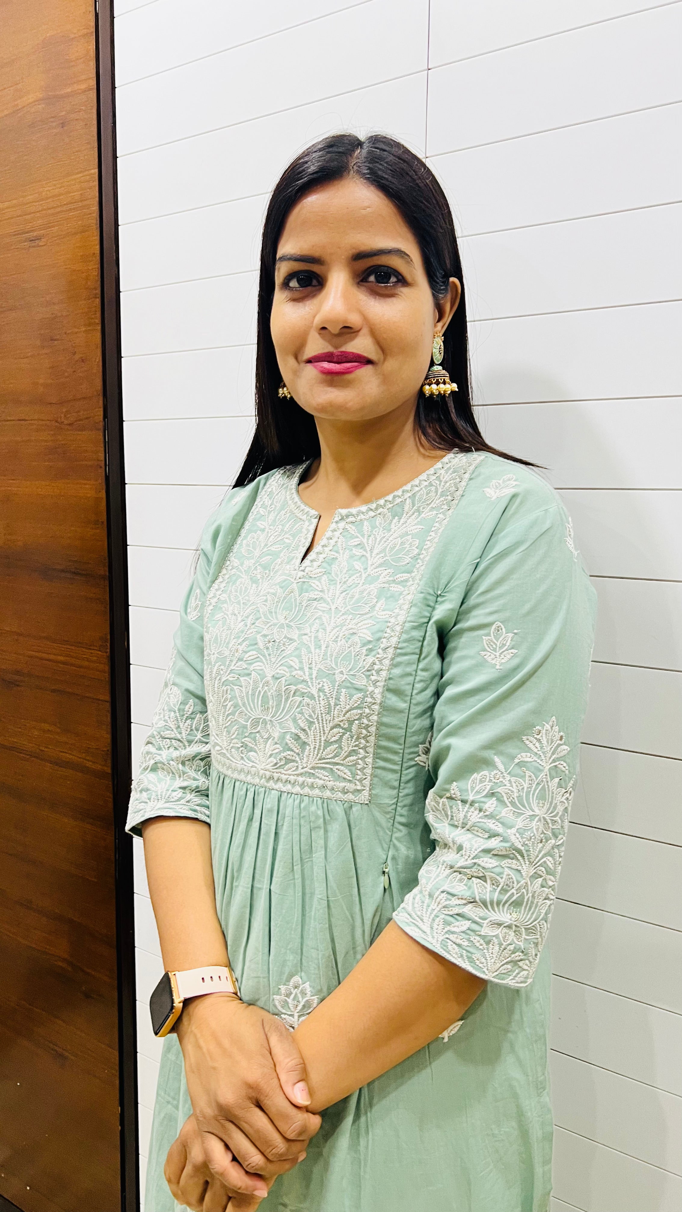 MUMZHUG Pure Cotton Aqua Embroidered Feeding & Maternity Kurta Pant with Dupatta Set | Soft Cotton Nursing Ethnic Wear for Women